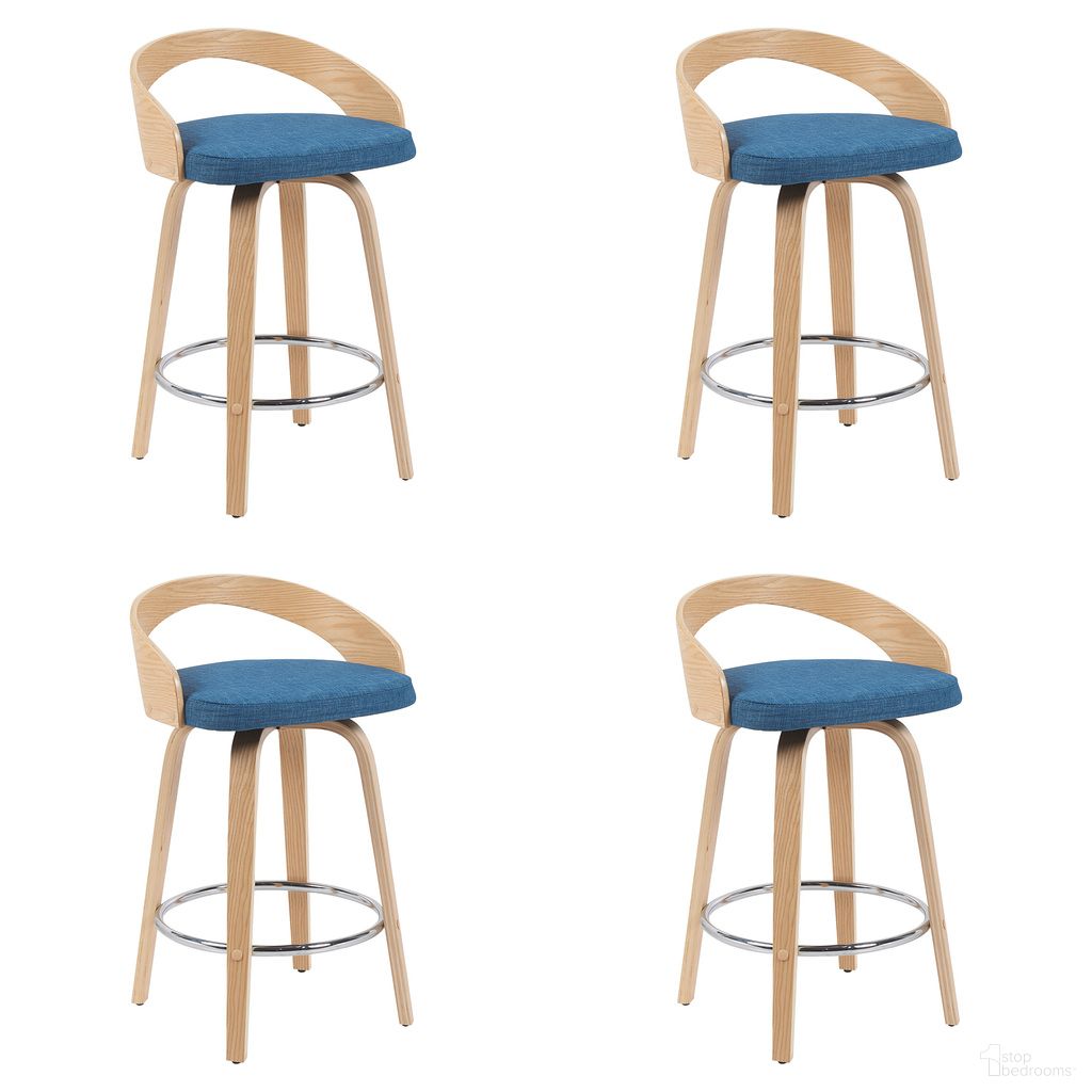 The appearance of Sonia Swivel Counter Height Bar Stool Set of 4 In Blue and Patterned Oak designed by Armen Living in the modern / contemporary interior design. This blue and patterned oak piece of furniture  was selected by 1StopBedrooms from Sonia Collection to add a touch of cosiness and style into your home. Sku: LCSOBABLUPO26;LCSOBABLUPO26;LCSOBABLUPO26;LCSOBABLUPO26. Material: Metal.