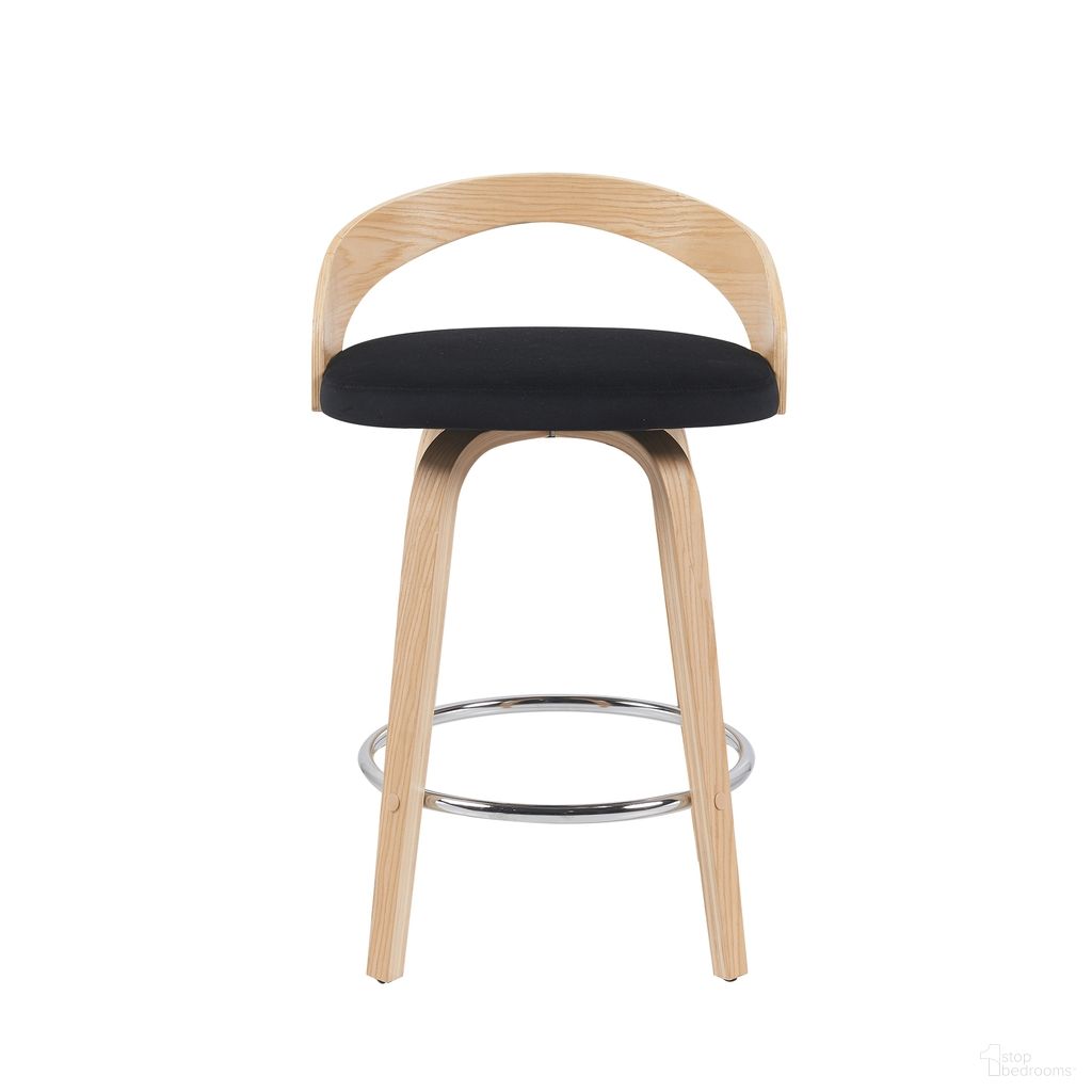 The appearance of Sonia Swivel Counter Height Barstool with Upholstered Seat and Wood Finish In Oak and Black designed by Armen Living in the modern / contemporary interior design. This oak and black piece of furniture  was selected by 1StopBedrooms from Sonia Collection to add a touch of cosiness and style into your home. Sku: LCSOBABLPO26. Material: Polyester.