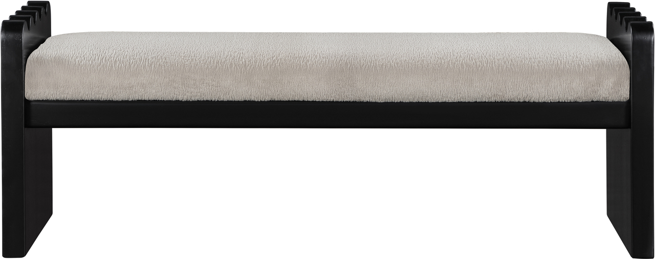 Sonia Velour Fur Fabric Bench In Black and Beige by Meridian ...