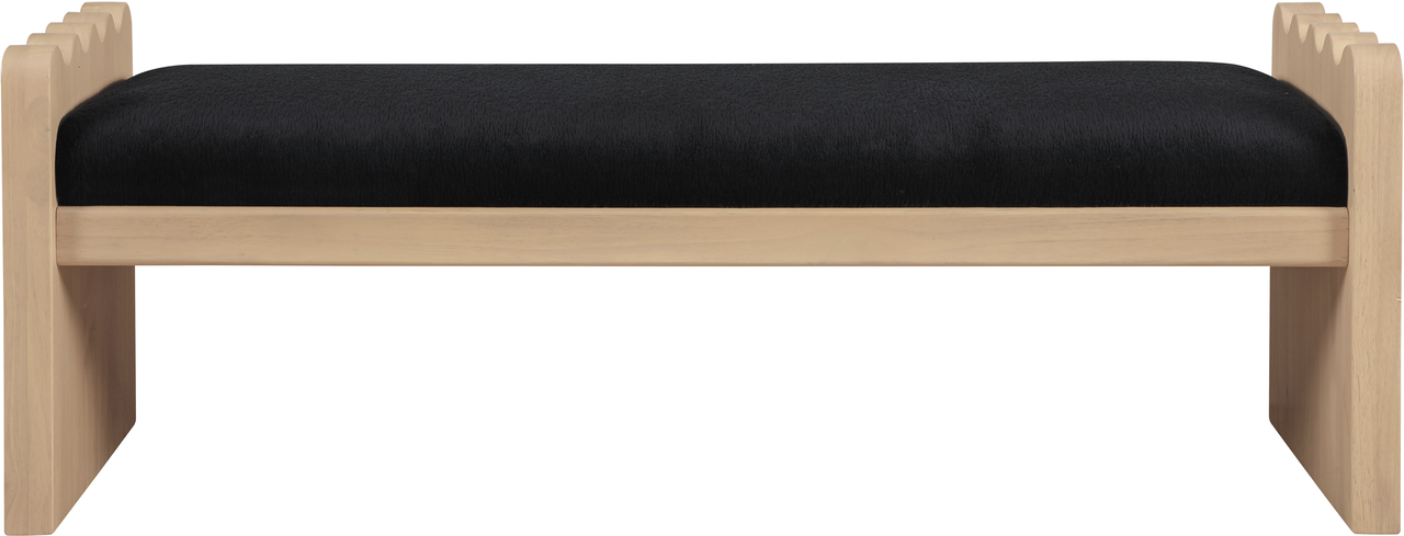 Sonia Velour Fur Fabric Bench In Black and Natural by Meridian ...