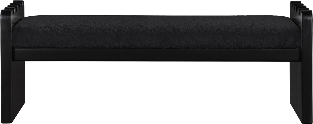 Sonia Velour Fur Fabric Bench In Black by Meridian | 1StopBedrooms