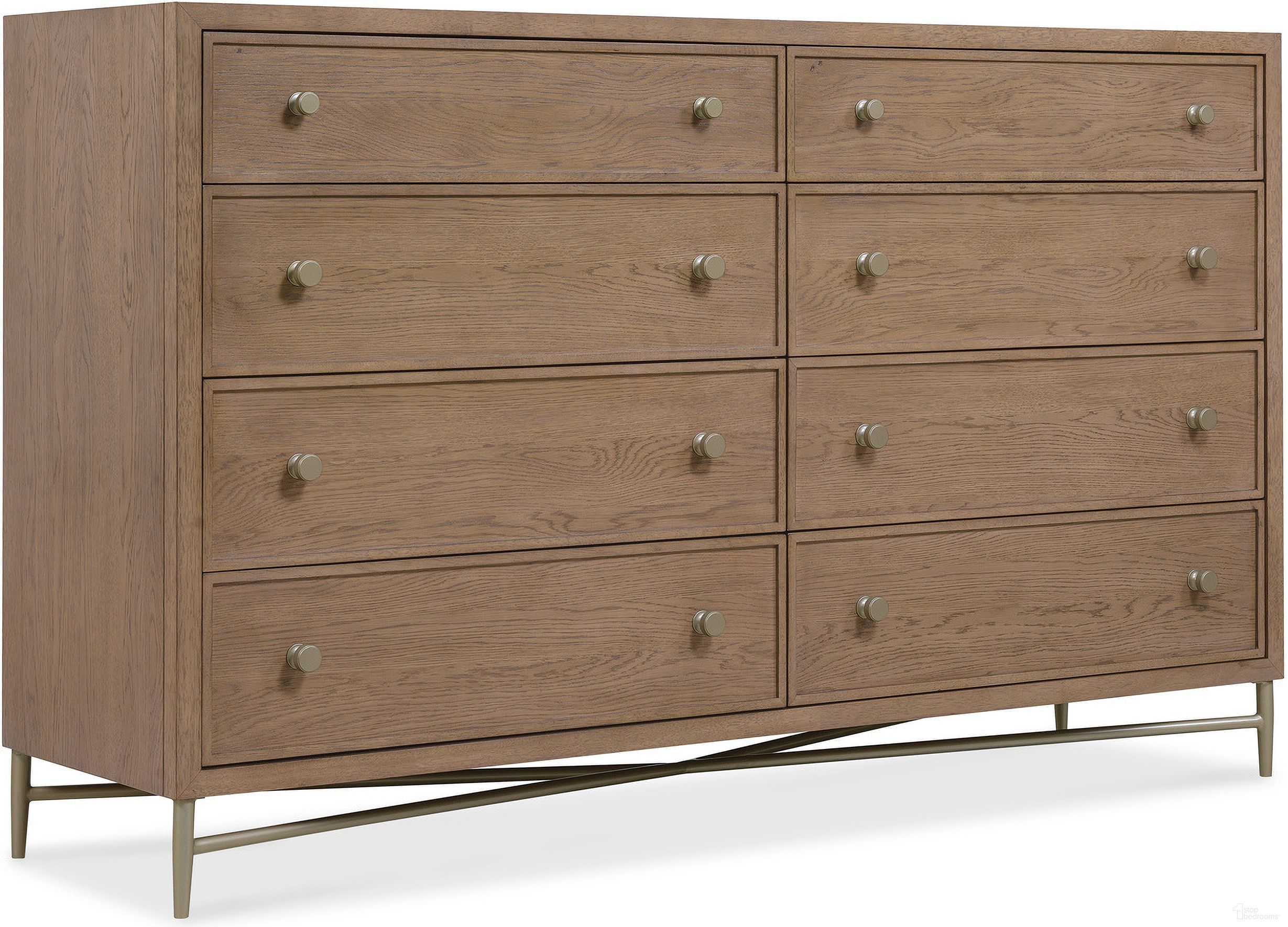 The appearance of Sonnet Eight Drawer Dresser In Medium Wood designed by Hooker in the transitional interior design. This medium wood piece of furniture was selected by 1StopBedrooms from Sonnet Collection to add a touch of cosiness and style into your home. Sku: 6072-90002-85. Material: Oak Veneer.