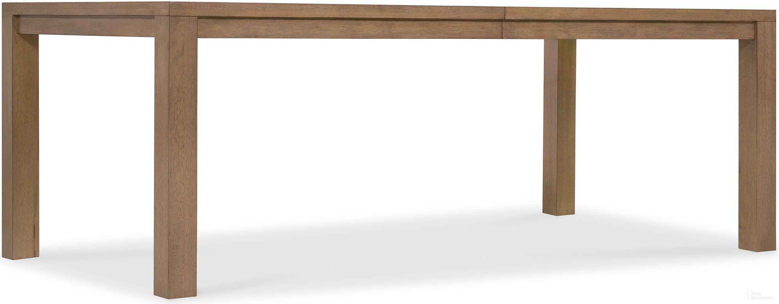 The appearance of Sonnet Rectangle Dining Table with One 18 Inch Leaf In Medium Wood designed by Hooker in the transitional interior design. This medium wood piece of furniture was selected by 1StopBedrooms from Sonnet Collection to add a touch of cosiness and style into your home. Sku: 6072-75200-85. Table Base Style: Legs. Table Top Shape: Rectangular. Size: 42" x 84". Material: Oak Veneer.