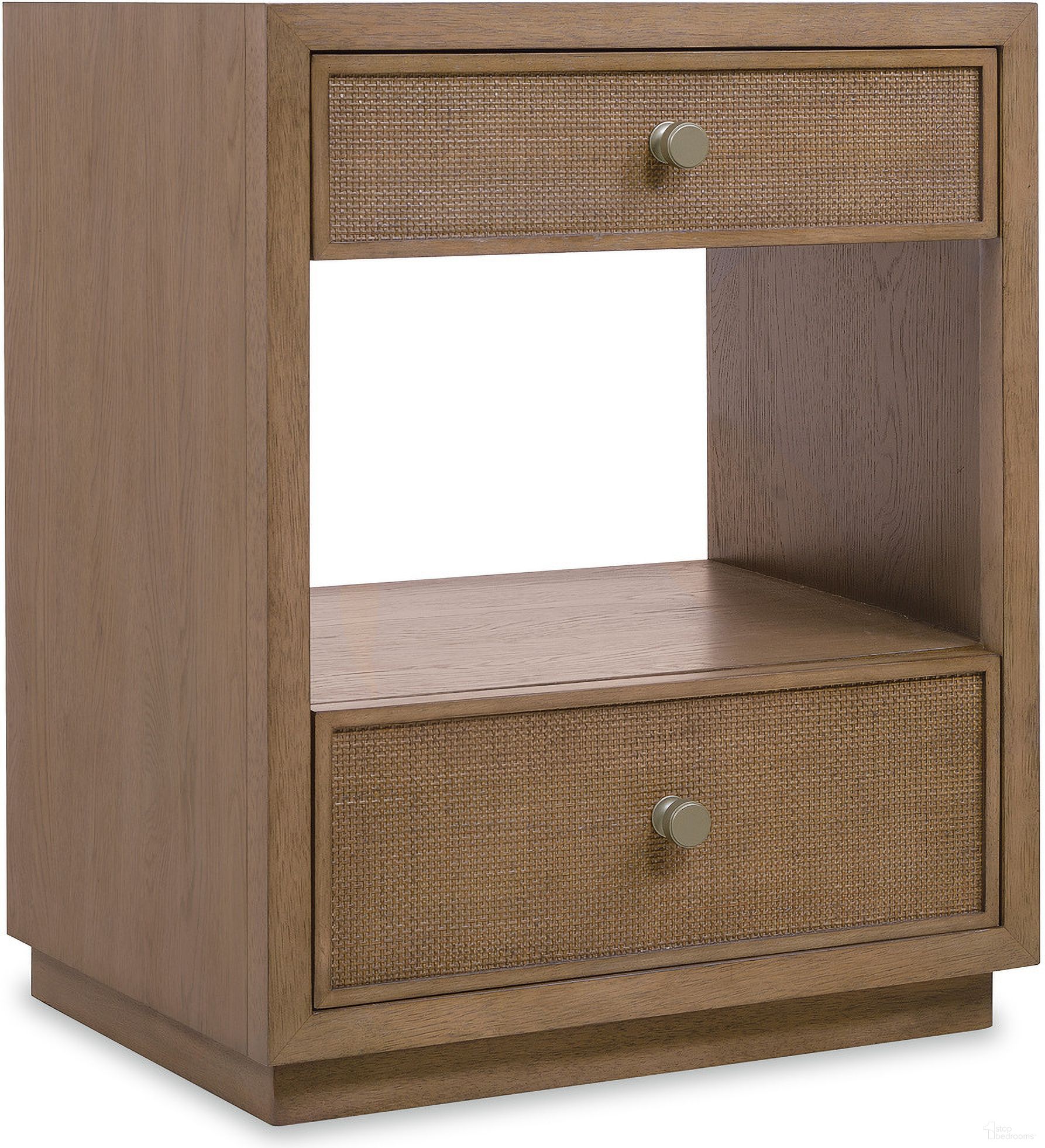 The appearance of Sonnet Two Drawer Nightstand In Medium Wood designed by Hooker in the transitional interior design. This medium wood piece of furniture  was selected by 1StopBedrooms from Sonnet Collection to add a touch of cosiness and style into your home. Sku: 6072-90116-85. Material: Oak Veneer.