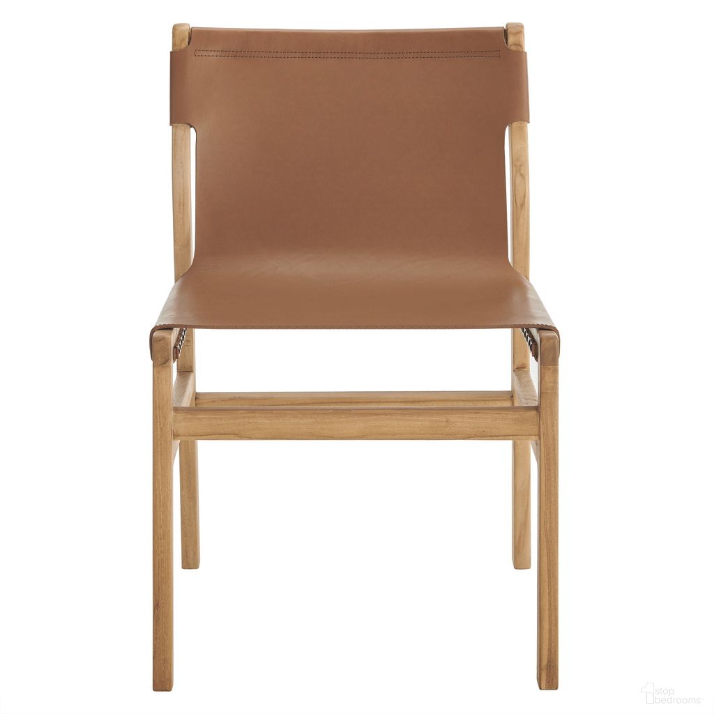 Sonora Leather Dining Side Chair In Chestnut Tan