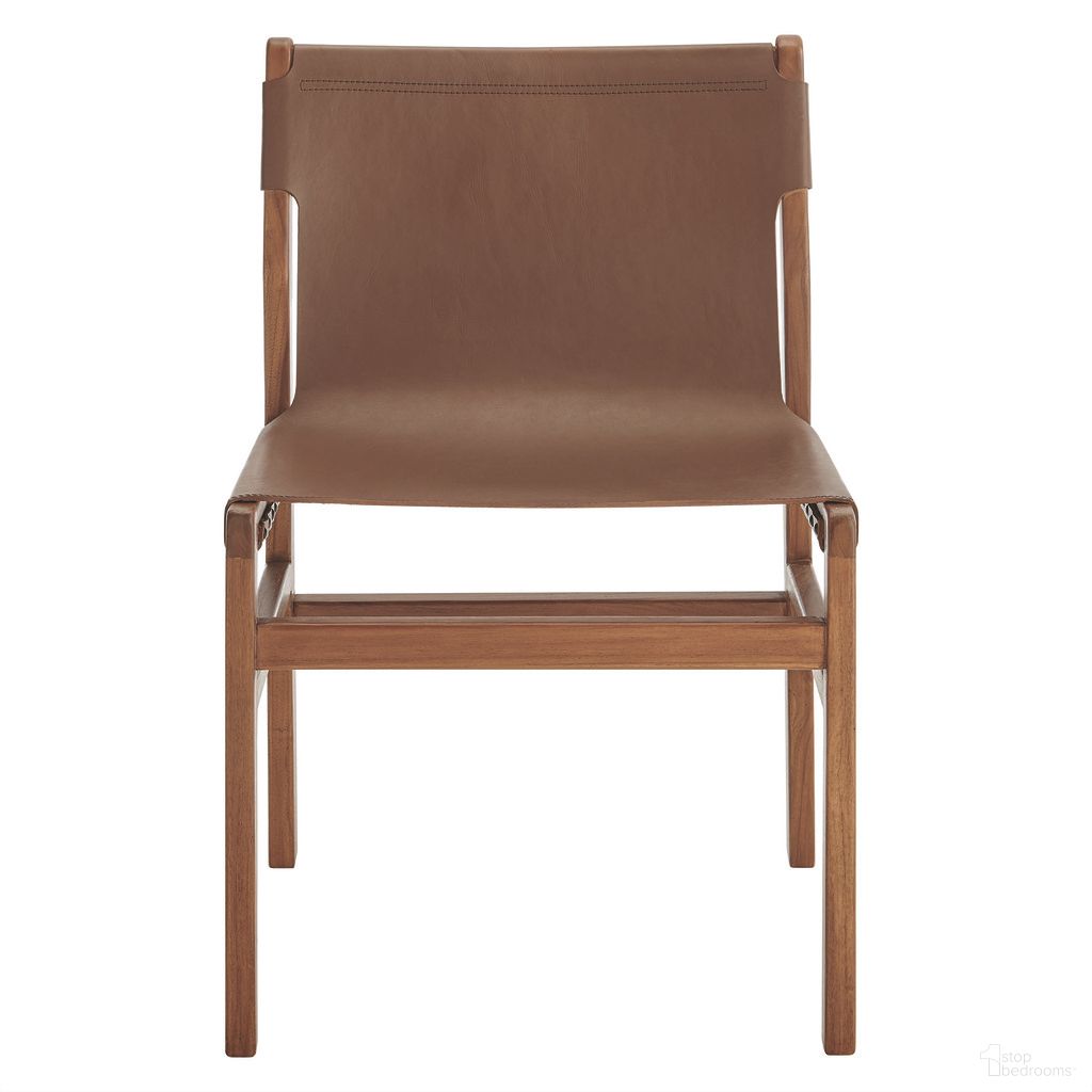 The appearance of Sonora Leather Dining Side Chair In Nutmeg Brown designed by Modway in the modern / contemporary interior design. This nutmeg brown piece of furniture  was selected by 1StopBedrooms from Sonora Collection to add a touch of cosiness and style into your home. Sku: EEI-7326-NUT. Material: Leather. Chair Type: Side Chair.