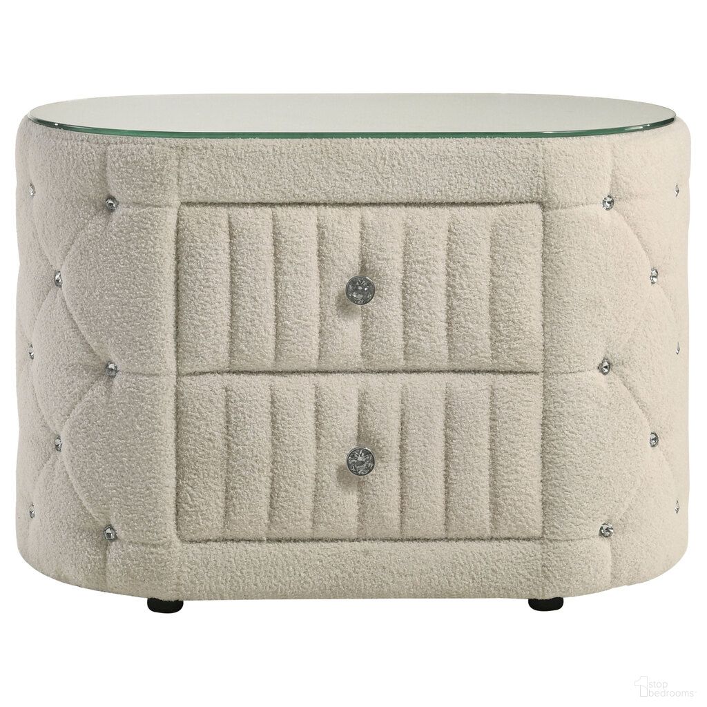 Sonya 2-drawer Upholstered Nightstand Bedside Table In Ivory