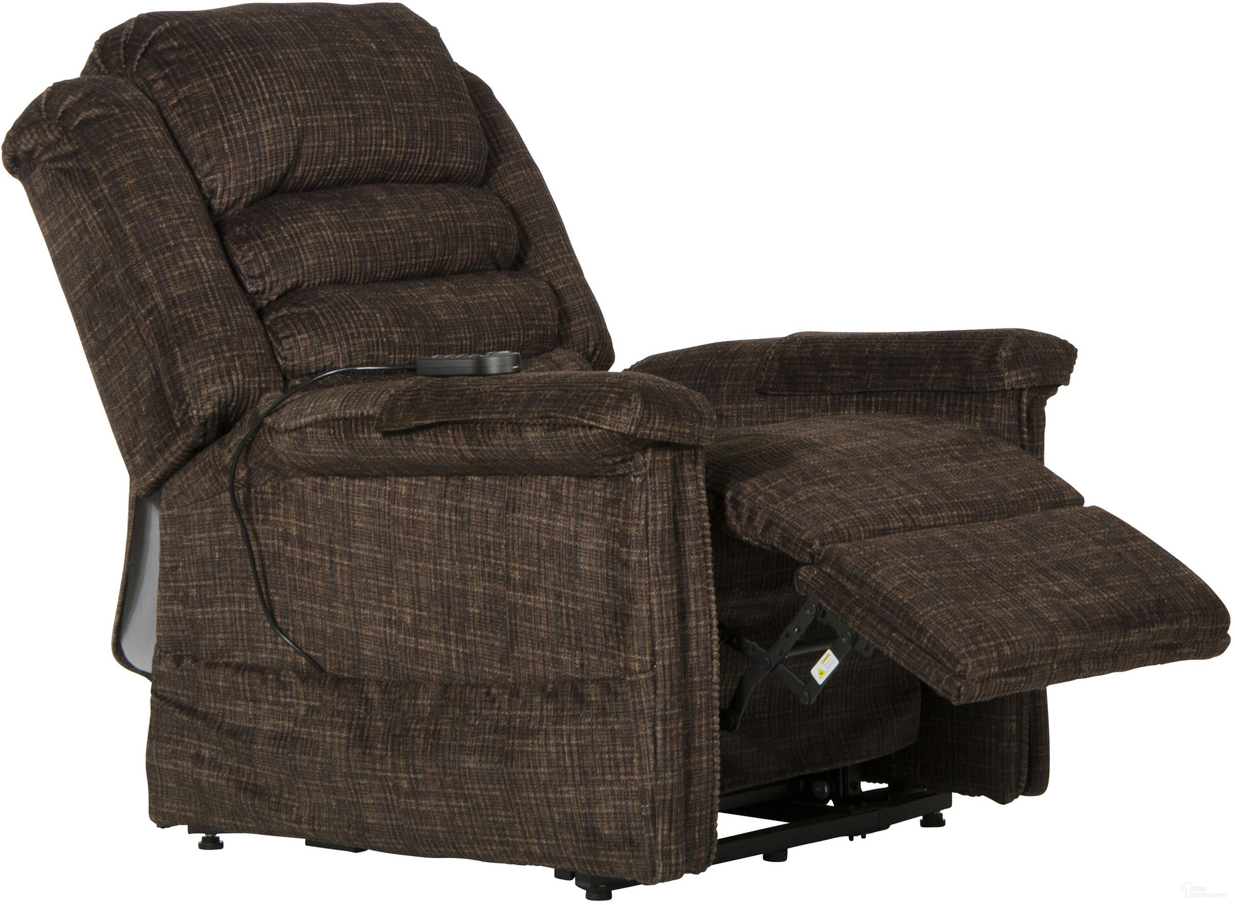 The appearance of Soother Power Lift Recliner In Chocolate designed by Catnapper in the traditional interior design. This chocolate piece of furniture  was selected by 1StopBedrooms from Soother Collection to add a touch of cosiness and style into your home. Sku: 4825200109. Material: Fabric.