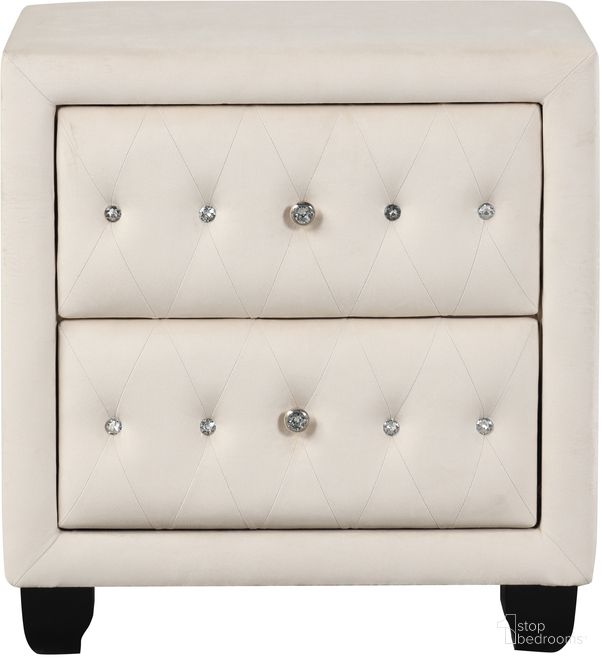 The appearance of Sophia Crystal Tufted 2-Drawer Nightstand In Cream designed by Galaxy Home Furnishings in the modern / contemporary interior design. This cream piece of furniture was selected by 1StopBedrooms from Sophia Collection to add a touch of cosiness and style into your home. Sku: 601955554053. Material: Wood.