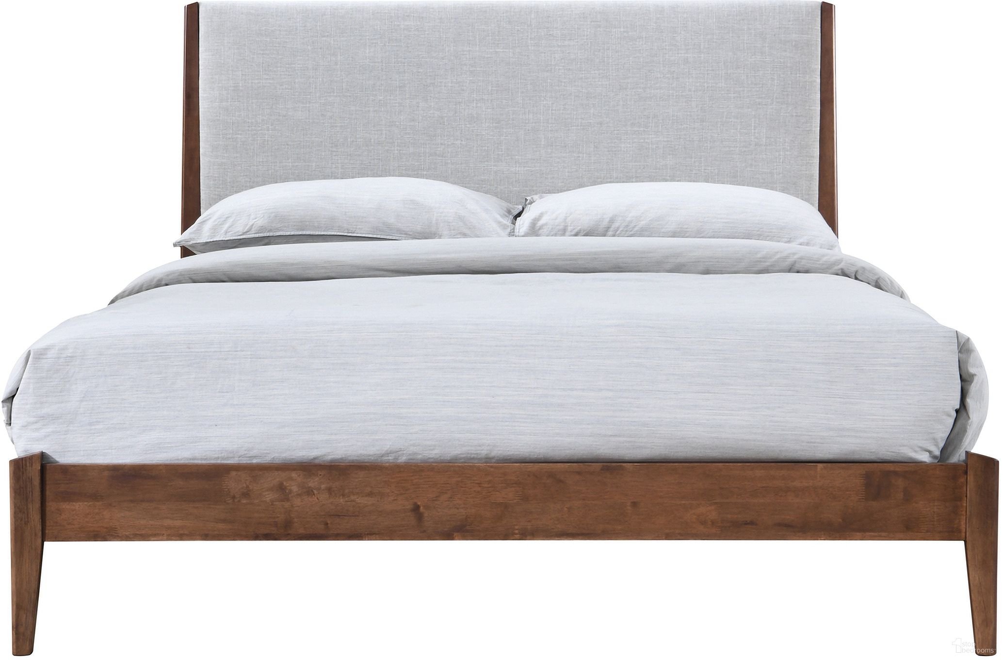 Sophia Full Size Bed with Upholstered Headboard In Walnut