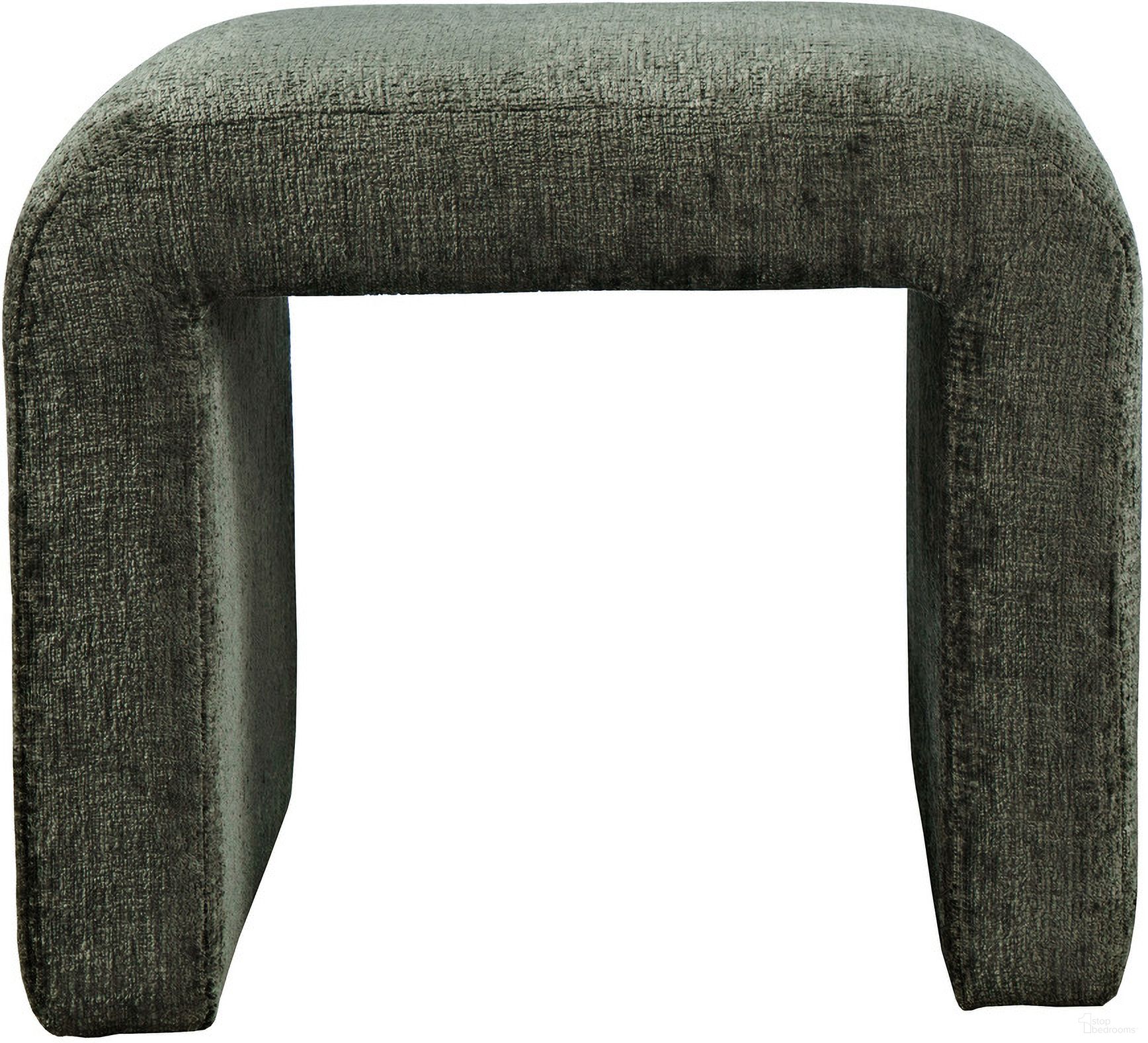 Sophia Curved Upholstered Waterfall Jacquard Petite Ottoman Bench Set of 2 In Forest