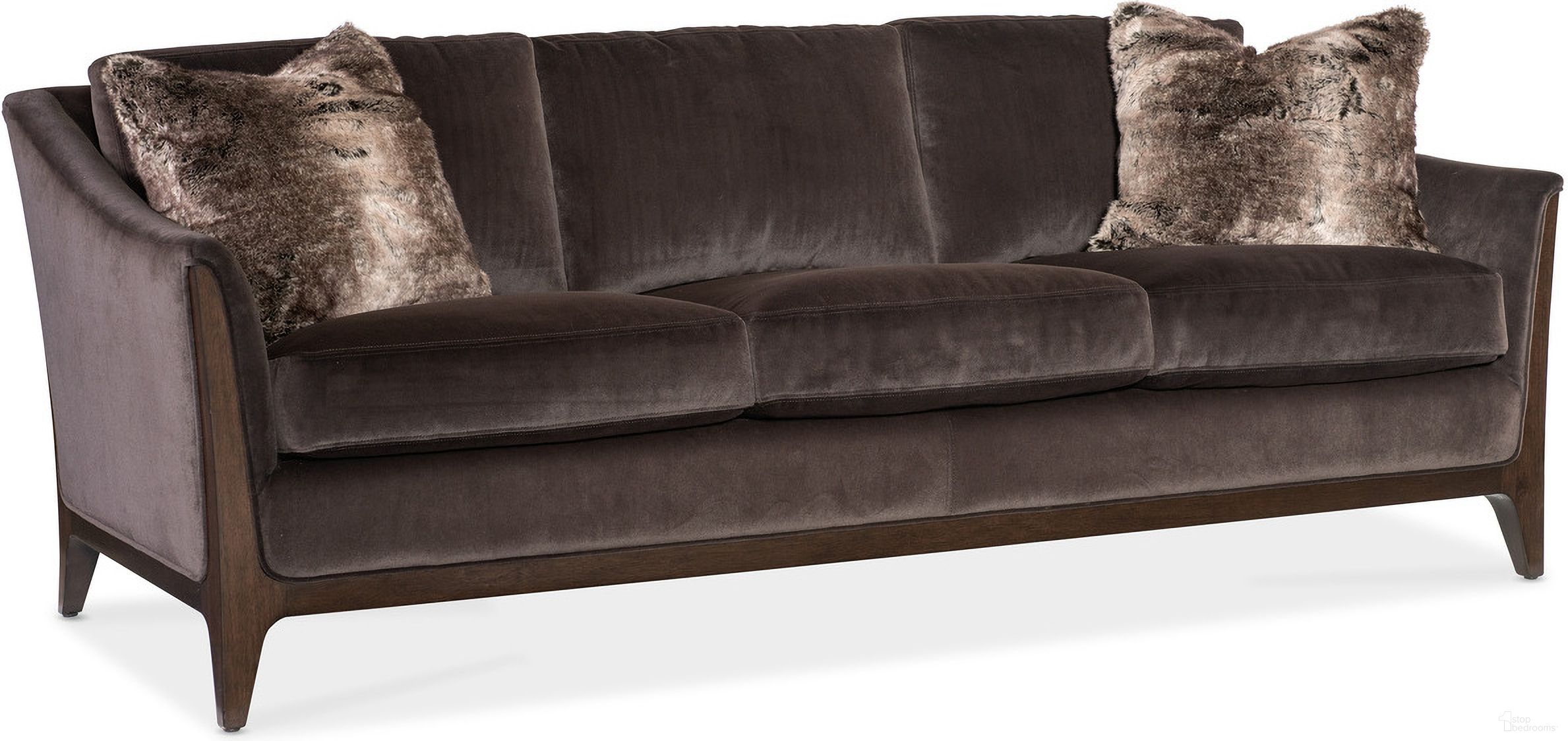The appearance of Sophia Sofa In Brown designed by Hooker in the transitional interior design. This brown piece of furniture was selected by 1StopBedrooms from SS Collection to add a touch of cosiness and style into your home. Sku: SS208-03-489. Material: Fabric.