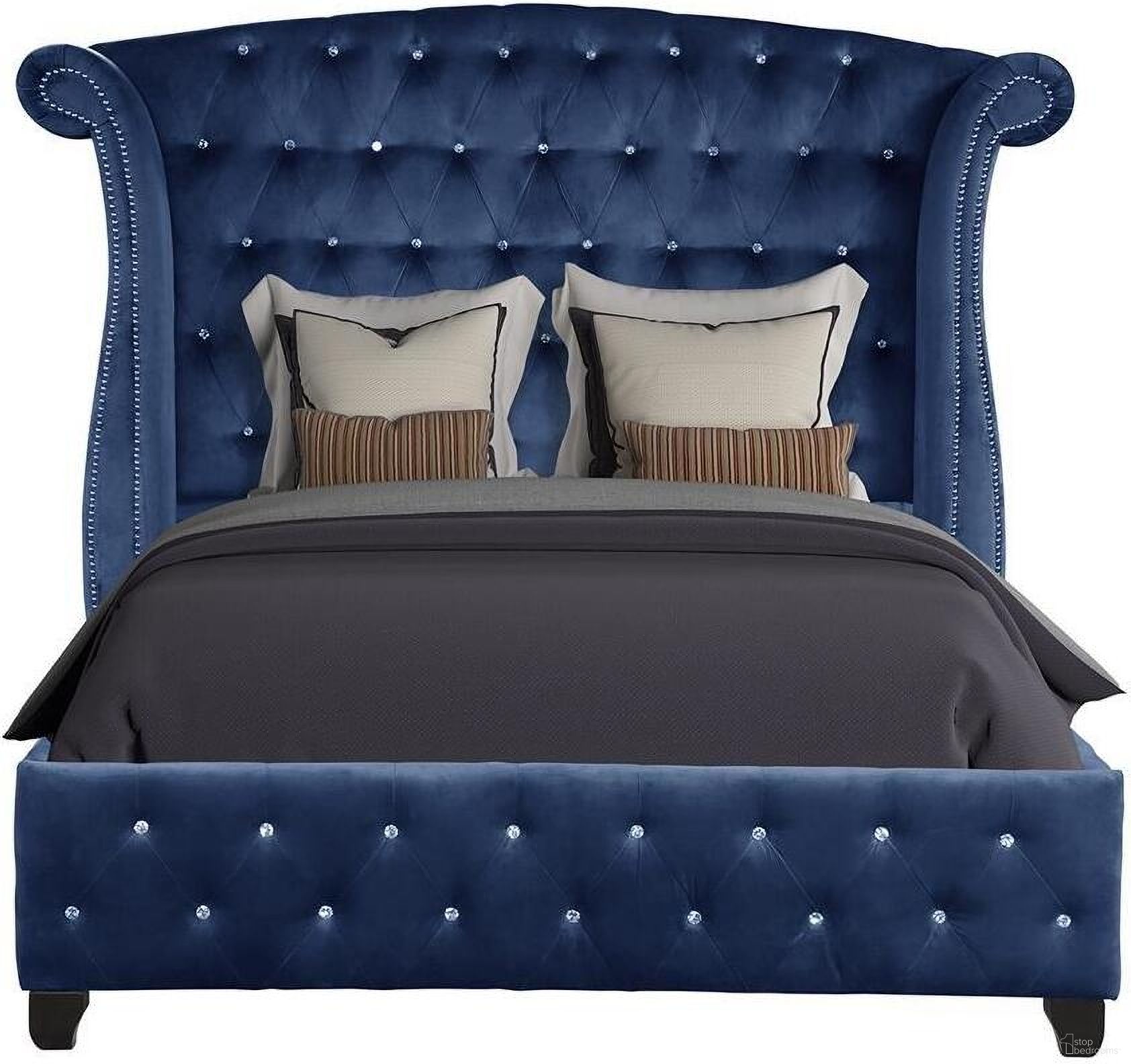 The appearance of Sophia Upholstery Queen Size Bed Made With Wood In Blue designed by Galaxy Home Furnishings in the modern / contemporary interior design. This blue piece of furniture  was selected by 1StopBedrooms from Sophia Collection to add a touch of cosiness and style into your home. Sku: 733569287789-1;733569287789-2;733569287789-3. Bed Type: Platform Bed. Material: Wood. Bed Size: Queen.