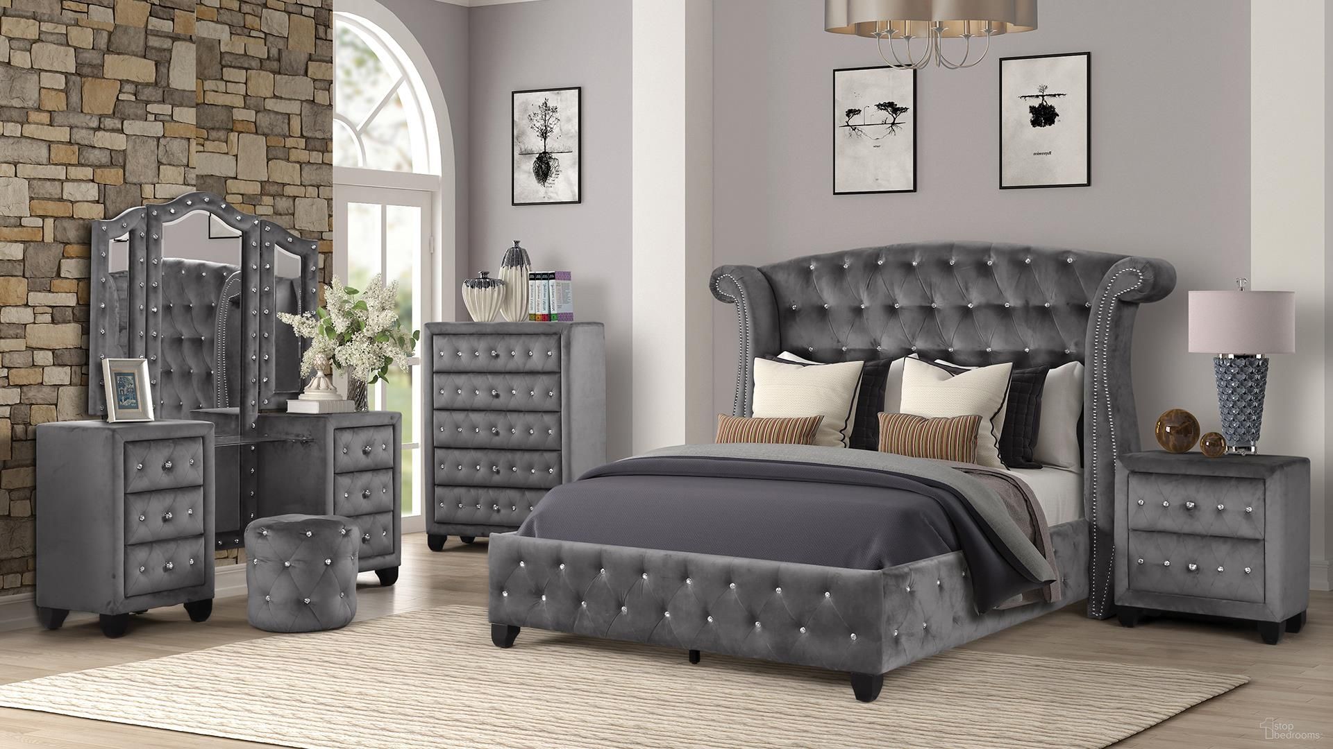 The appearance of Sophia Upholstery Youth Bedroom Set In Grey designed by Galaxy Home Furnishings in the modern / contemporary interior design. This gray piece of furniture  was selected by 1StopBedrooms from Sophia Collection to add a touch of cosiness and style into your home. Sku: 808857829054;733569388264. Bed Type: Platform Bed. Material: Wood. Bed Size: Full.