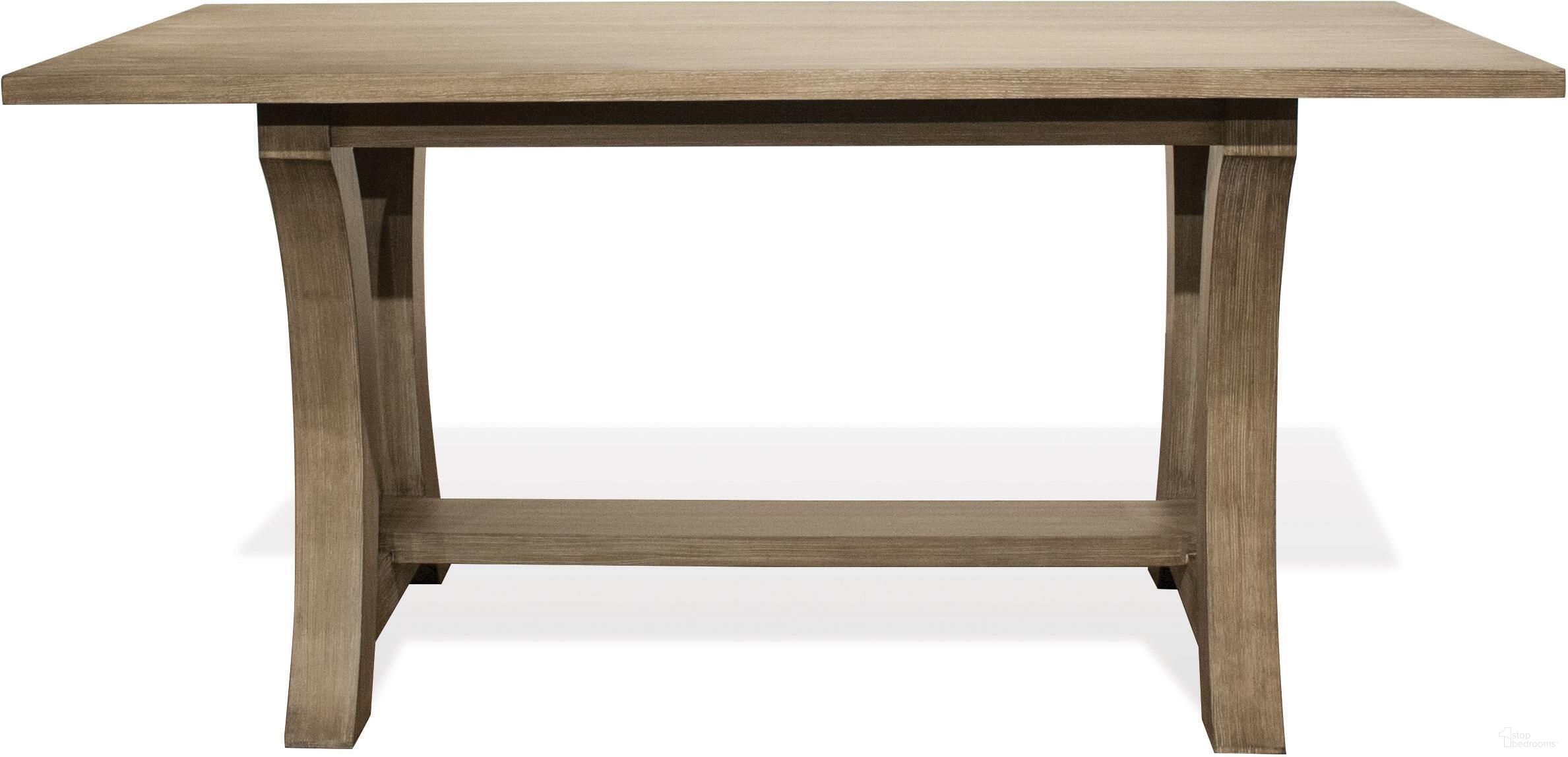 The appearance of Sophie Natural 76 Inch Counter Height Table designed by Riverside Furniture in the transitional interior design. This brown piece of furniture  was selected by 1StopBedrooms from Sophie Collection to add a touch of cosiness and style into your home. Sku: 50346. Table Base Style: Trestle. Table Top Shape: Rectangular. Size: 37" x 74".