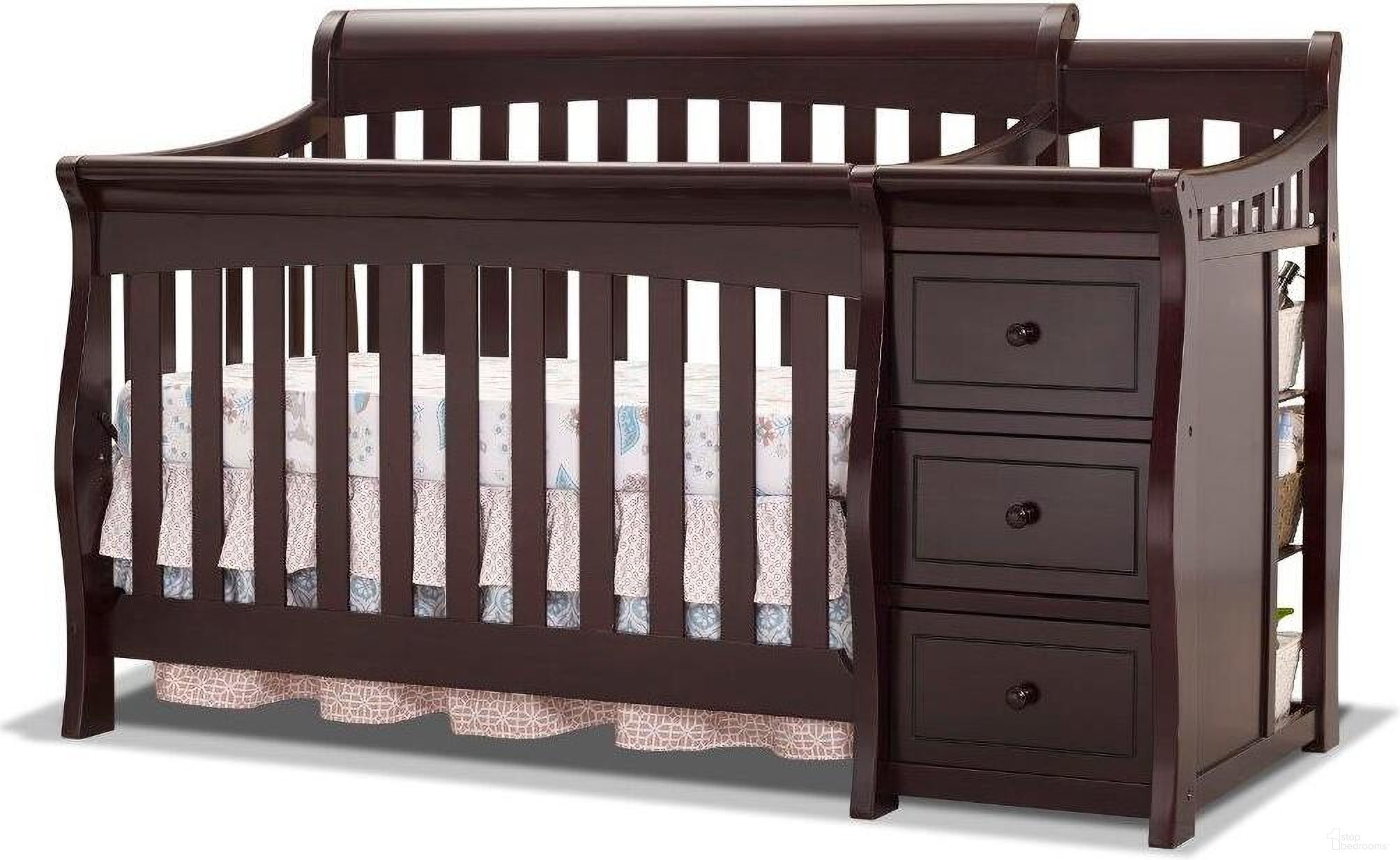 The appearance of Sorelle Princeton Elite Crib And Changer In Espresso designed by Sorelle Furniture in the transitional interior design. This espresso piece of furniture was selected by 1StopBedrooms from Princeton Collection to add a touch of cosiness and style into your home. Sku: 1105-E. Material: Pine Wood.