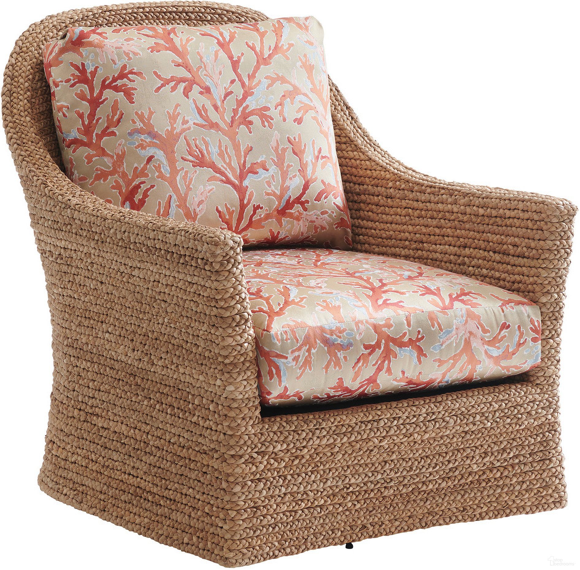 The appearance of Soren Swivel Chair 01-1934-11SW-42 designed by Tommy Bahama in the coastal interior design. This orange piece of furniture  was selected by 1StopBedrooms from Palm Desert Collection to add a touch of cosiness and style into your home. Sku: 1934-11SW-42.
