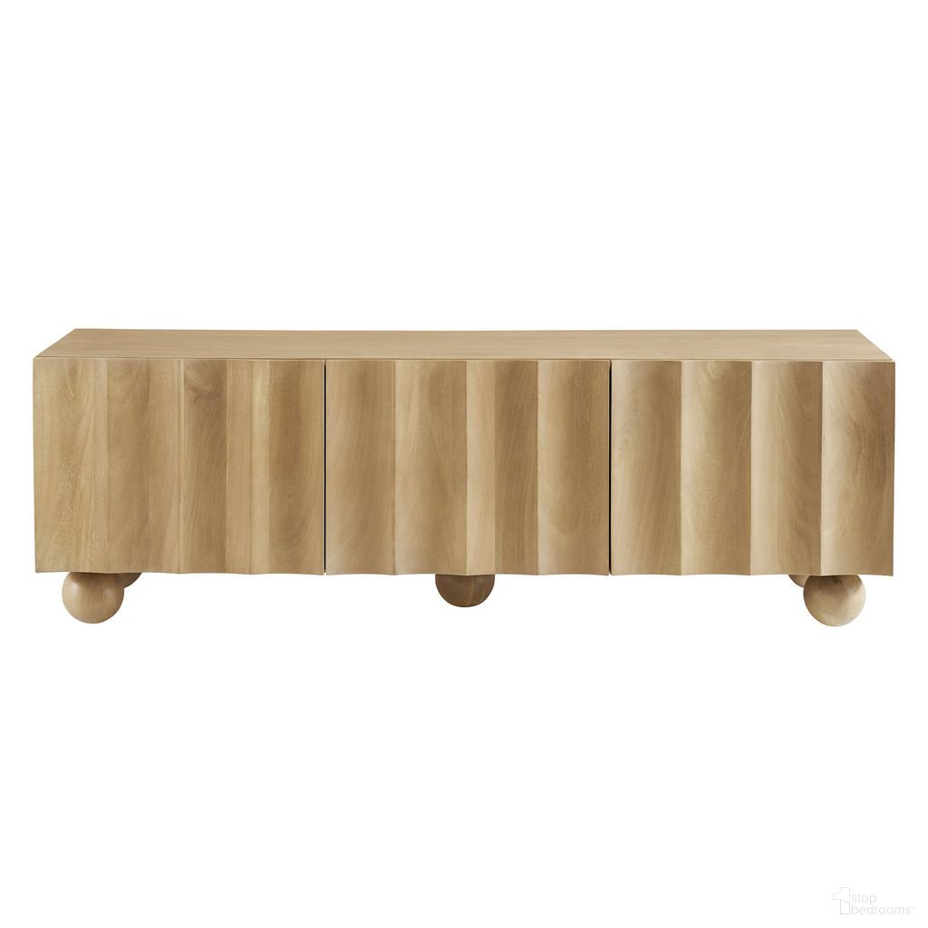 Sorren Scalloped 54 Inch Wood TV Stand In Natural