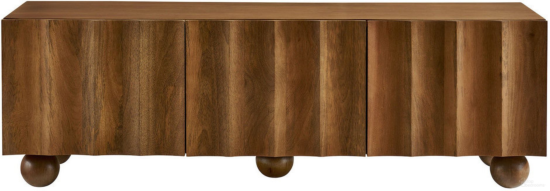 Sorren Scalloped 54 Inch Wood TV Stand In Walnut