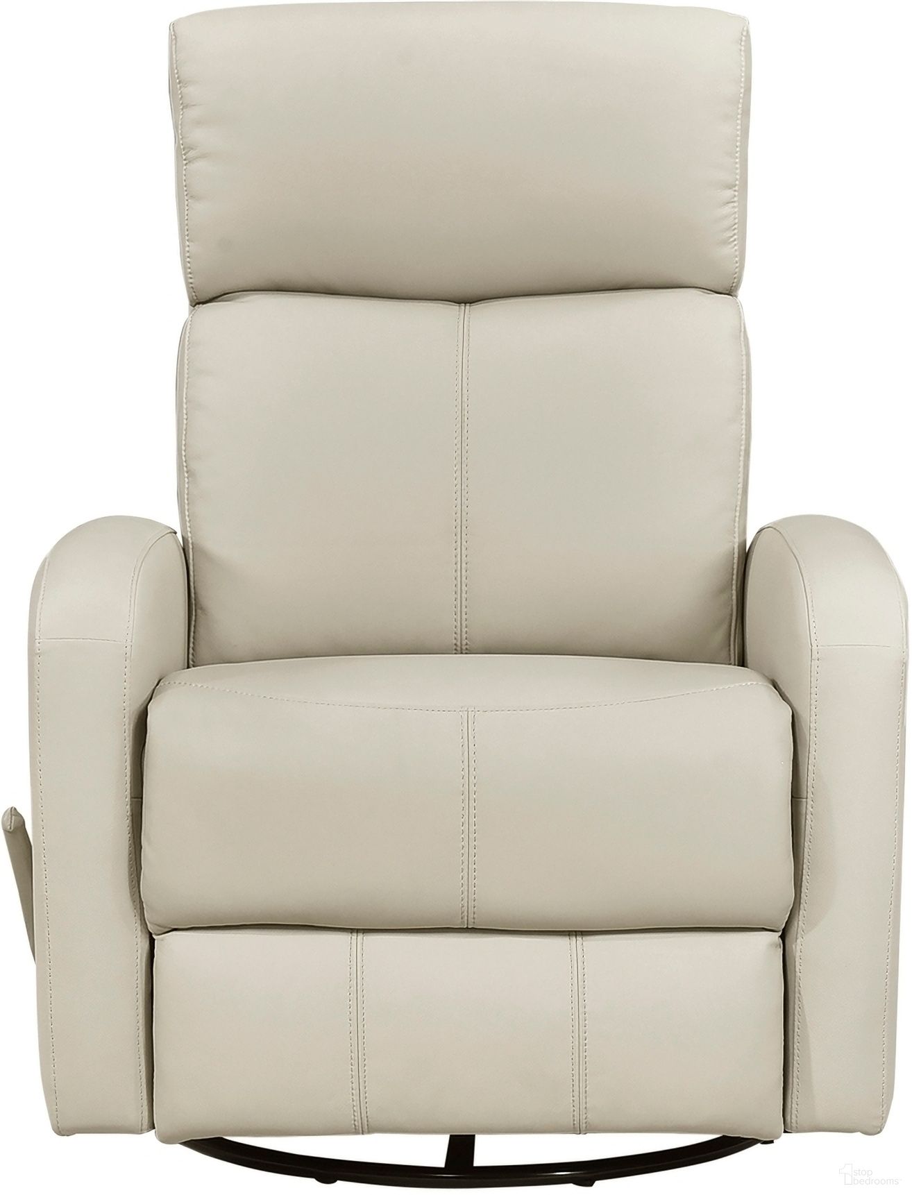 The appearance of Sorrento Swivel Glider Reclining Chair In Beige designed by Homelegance in the transitional interior design. This beige piece of furniture was selected by 1StopBedrooms from Sorrento Collection to add a touch of cosiness and style into your home. Sku: 8458BEG-1SW. Material: Faux Leather.