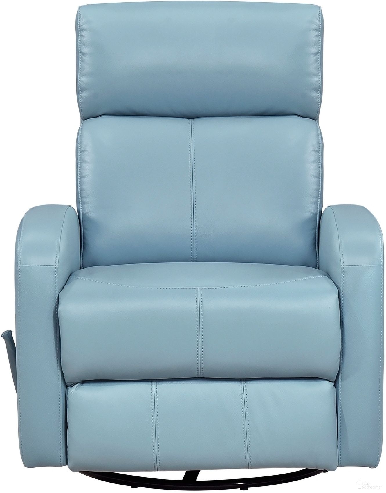 The appearance of Sorrento Swivel Glider Reclining Chair In Blue designed by Homelegance in the modern / contemporary interior design. This blue piece of furniture was selected by 1StopBedrooms from Sorrento Collection to add a touch of cosiness and style into your home. Sku: 8458BUE-1SW. Material: Faux Leather.