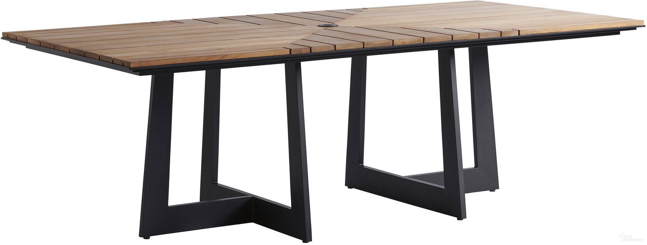 The appearance of South Beach Rectangular Dining Table In Obsidian designed by Tommy Bahama in the modern / contemporary interior design. This obsidian piece of furniture  was selected by 1StopBedrooms from South Beach Collection to add a touch of cosiness and style into your home. Sku: 3940-876C. Table Base Style: Double Pedestal. Material: Aluminum. Table Top Shape: Rectangular. Size: 88".