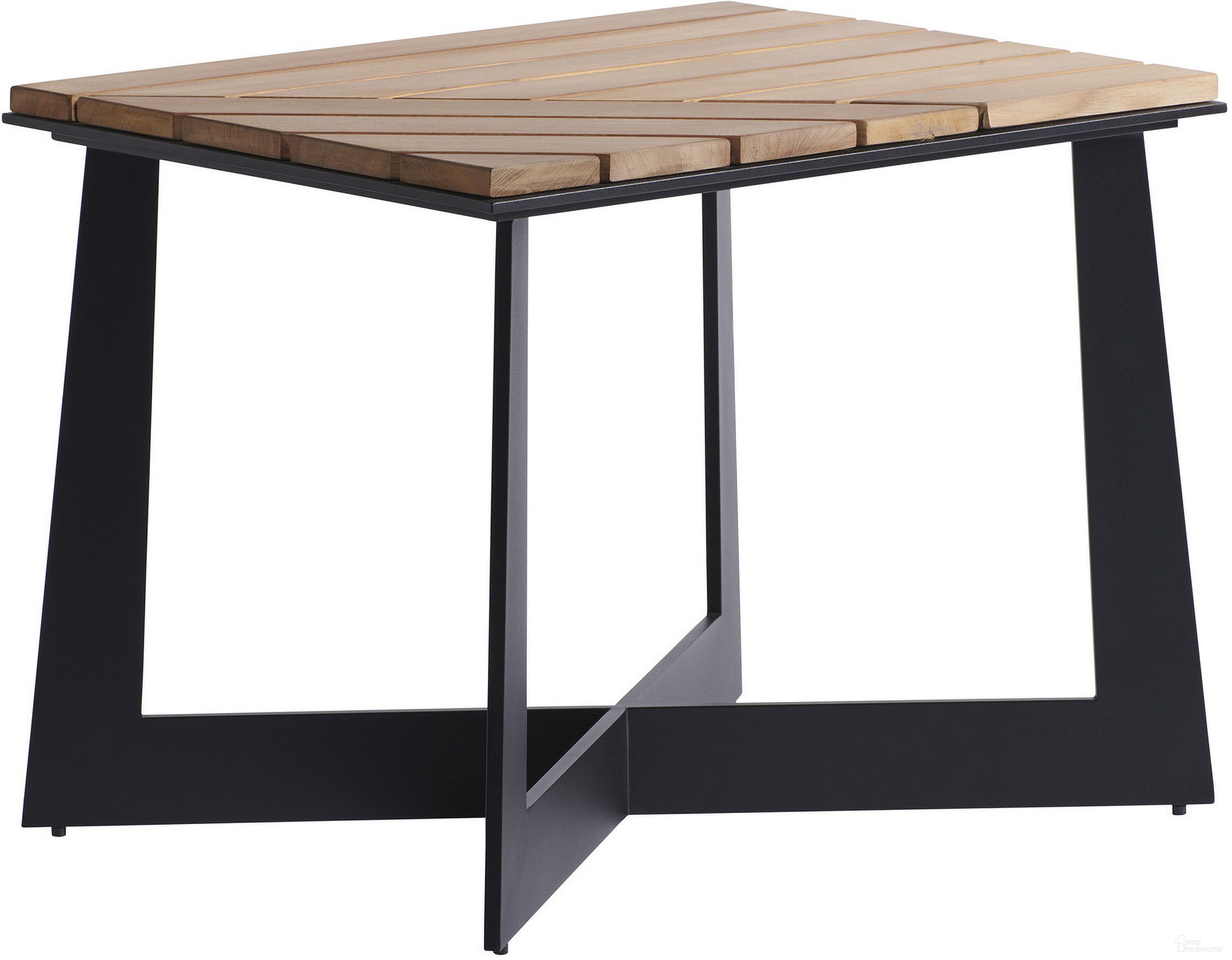 The appearance of South Beach Square End Table In Obsidian designed by Tommy Bahama in the modern / contemporary interior design. This obsidian piece of furniture  was selected by 1StopBedrooms from South Beach Collection to add a touch of cosiness and style into your home. Sku: 3940-957. Material: Aluminum.