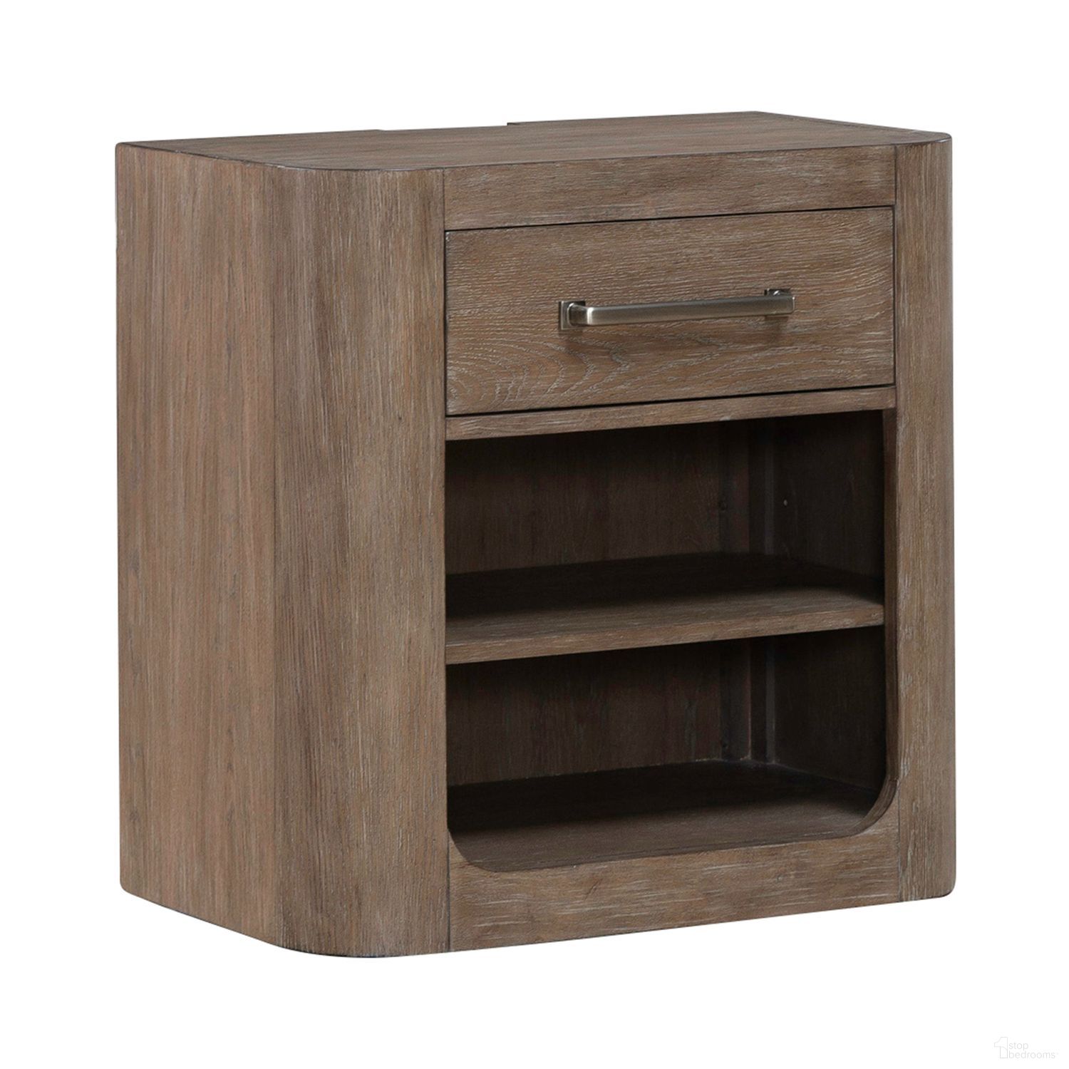 The appearance of South Bend Open Nightstand with Charging Station In Burnished Clay designed by Liberty in the modern / contemporary interior design. This burnished clay piece of furniture was selected by 1StopBedrooms from South Bend Collection to add a touch of cosiness and style into your home. Sku: 306-BR62. Material: Solid Rubberwood.