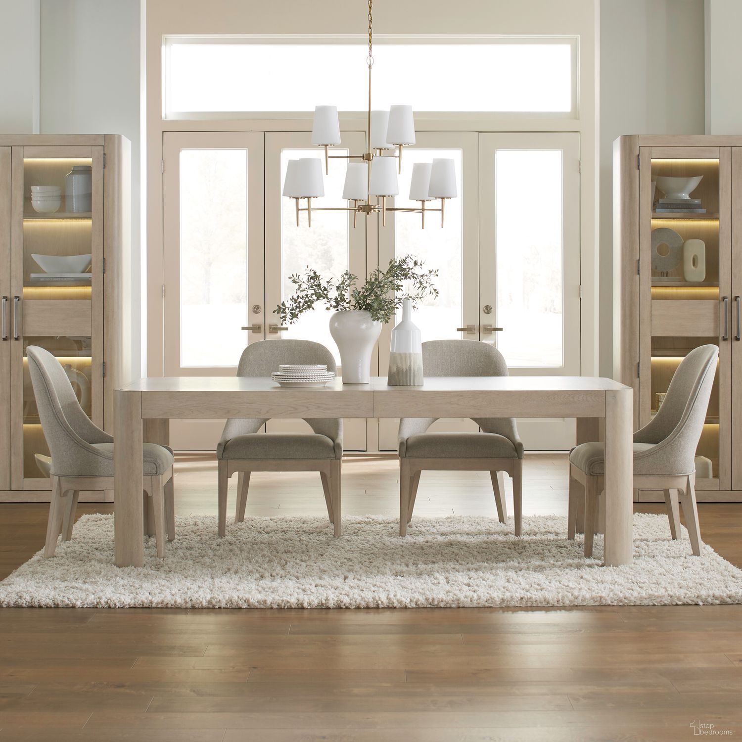 The appearance of South Bend Rectangular Dining Room Set In Cloud White designed by Liberty in the modern / contemporary interior design. This cloud white piece of furniture  was selected by 1StopBedrooms from South Bend Collection to add a touch of cosiness and style into your home. Sku: 306W-T4210;306W-C6501S. Table Top Shape: Rectangular. Material: Oak Veneer. Size: 110" x 42".