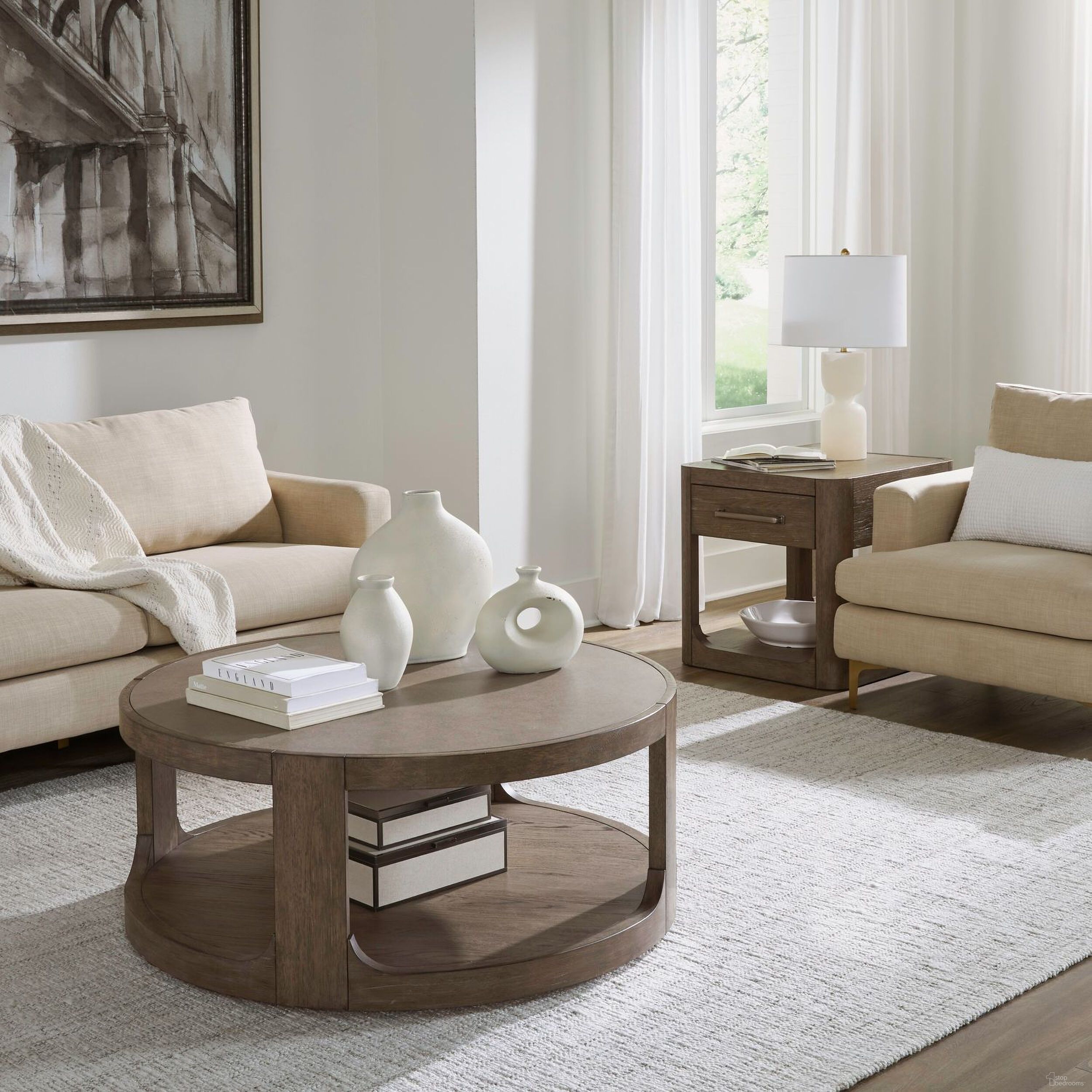 The appearance of South Bend Round Occasional Table Set In Brown designed by Liberty in the modern / contemporary interior design. This brown piece of furniture was selected by 1StopBedrooms from South Bend Collection to add a touch of cosiness and style into your home. Sku: 306-OT1011;306-OT1021. Material: Oak Veneer.