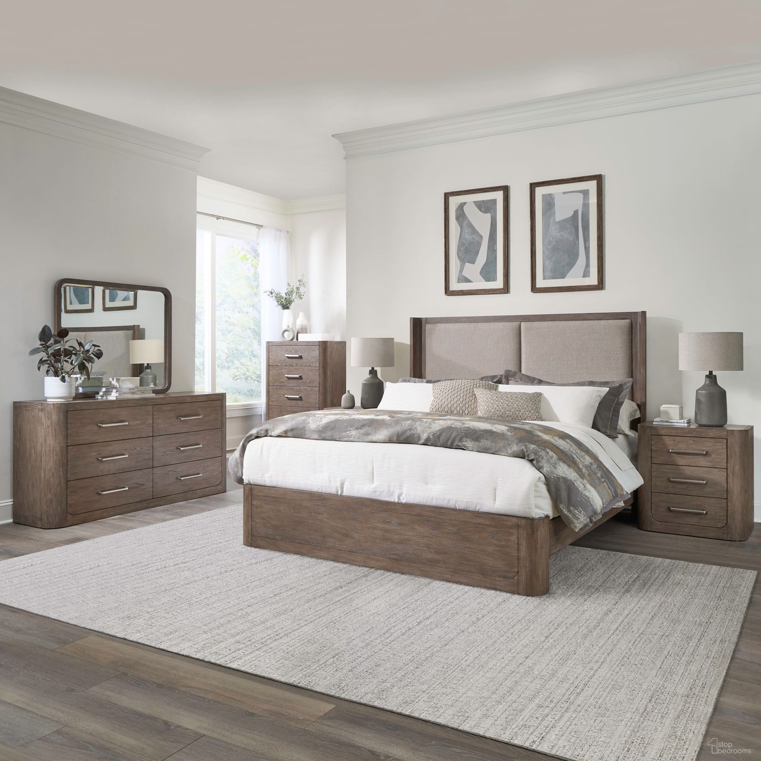 The appearance of South Bend Shelter Bedroom Set In Burnished Clay designed by Liberty in the modern / contemporary interior design. This burnished clay piece of furniture  was selected by 1StopBedrooms from South Bend Collection to add a touch of cosiness and style into your home. Sku: 306-BR13HU;306-BR14;306-BR90;306-BR61. Bed Size: California King. Material: Oak Veneer.