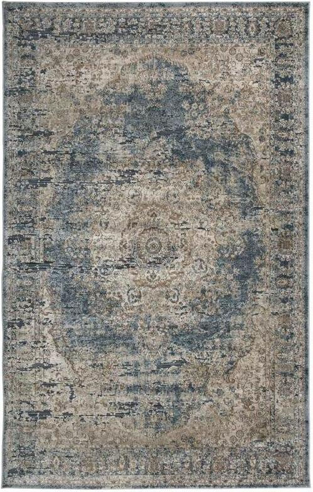 The appearance of South Blue and Tan Medium Rug designed by Signature Design by Ashley in the traditional interior design. This blue and beige piece of furniture was selected by 1StopBedrooms from South Collection to add a touch of cosiness and style into your home. Sku: R402722. Material: Fabric.