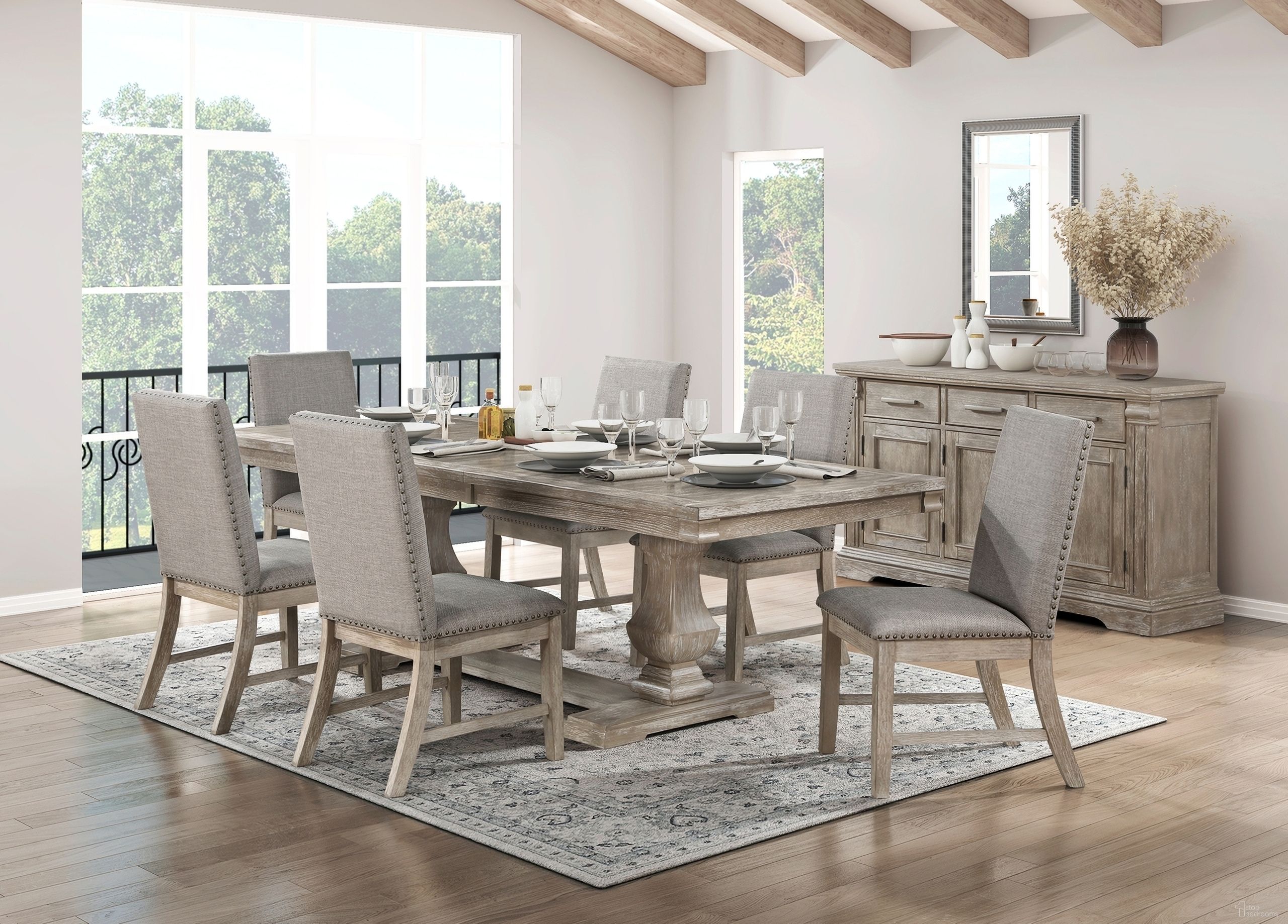 The appearance of Southlake Dining Set In Brown and Gray designed by Homelegance in the country / farmhouse interior design. This brown and gray piece of furniture  was selected by 1StopBedrooms from Southlake Collection to add a touch of cosiness and style into your home. Sku: 5741NN-94;5741NN-94B;5741NNS. Table Top Shape: Rectangular. Material: Textured. Size: 40" x 77".