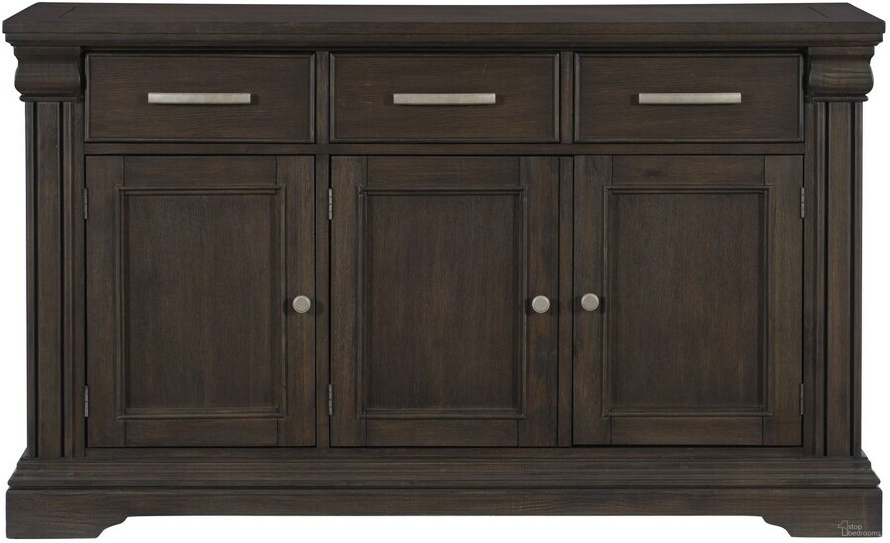The appearance of Southlake Server In Brown designed by Homelegance in the traditional interior design. This brown piece of furniture was selected by 1StopBedrooms from Southlake Collection to add a touch of cosiness and style into your home. Sku: 5741-40. Material: Wood.