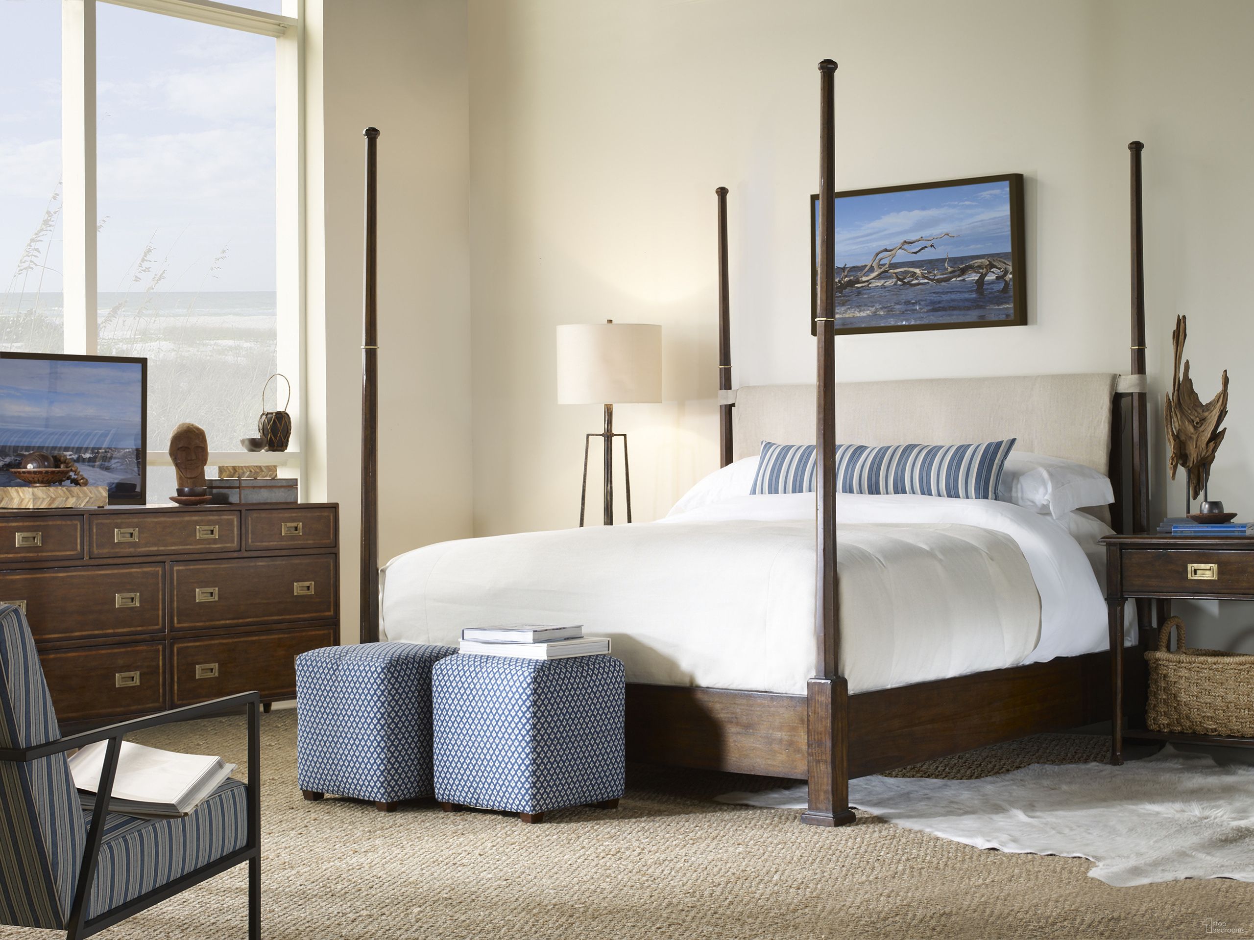 The appearance of Southport Poster Bedroom Set In Acacia designed by Century Furniture in the modern / contemporary interior design. This acacia piece of furniture  was selected by 1StopBedrooms from Monarch Collection to add a touch of cosiness and style into your home. Sku: MN5707K-F;MN5707K-H;MN5707K-R;MN5775. Bed Type: Poster Bed. Bed Size: King. Material: Acacia Wood.
