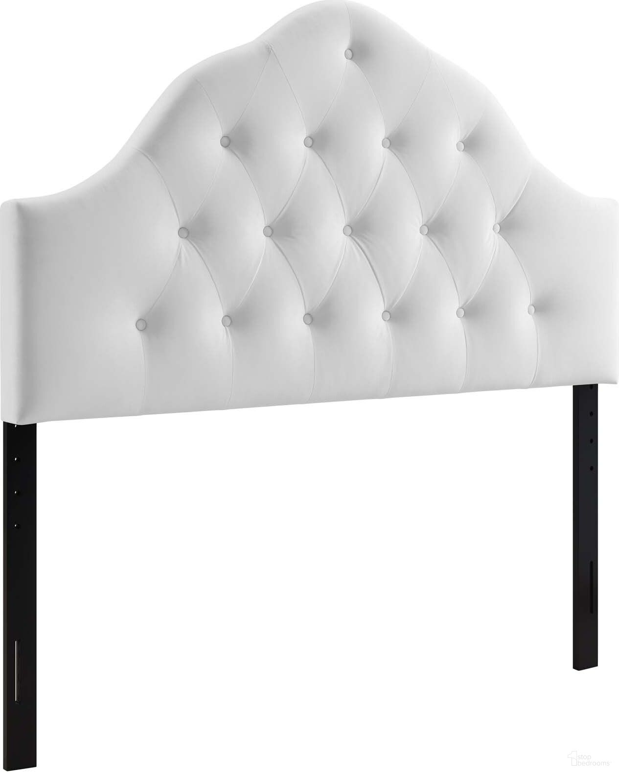 The appearance of Sovereign White Queen Diamond Tufted Performance Velvet Headboard designed by Modway in the modern / contemporary interior design. This white velvet piece of furniture  was selected by 1StopBedrooms from Sovereign Collection to add a touch of cosiness and style into your home. Sku: MOD-6124-WHI. Bed Size: Queen. Material: MDF.