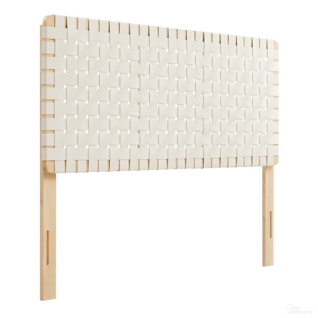 Sparta Weave Vegan Leather Full Headboard In Natural and Beige