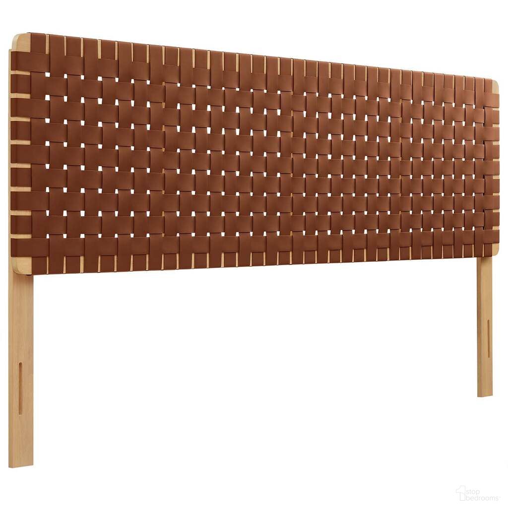 Sparta Weave Vegan Leather King Headboard In Natural and Brown