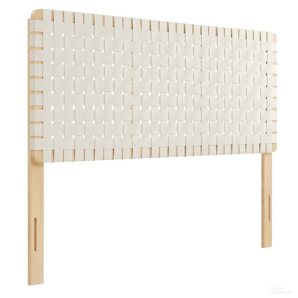 Sparta Weave Vegan Leather Queen Headboard In Natural and Beige