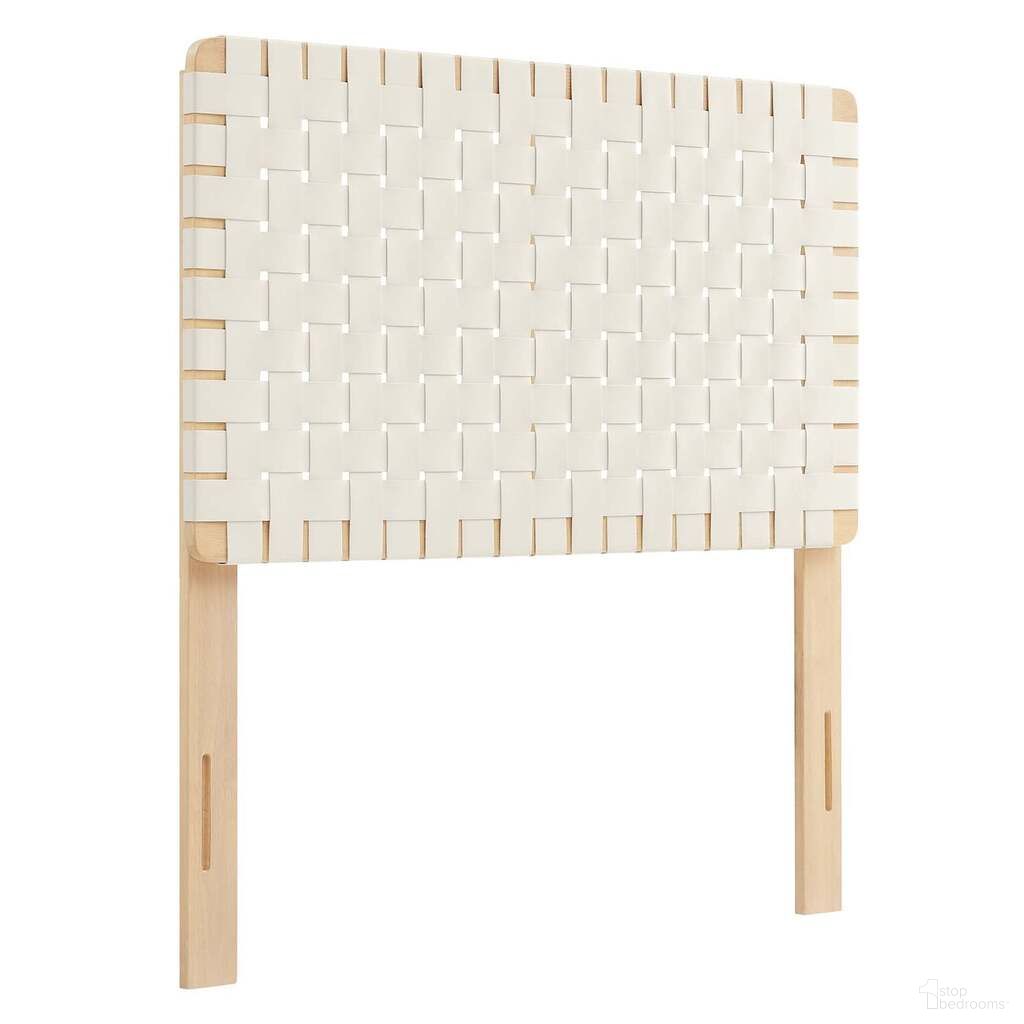 Sparta Weave Vegan Leather Twin Headboard In Natural and Beige