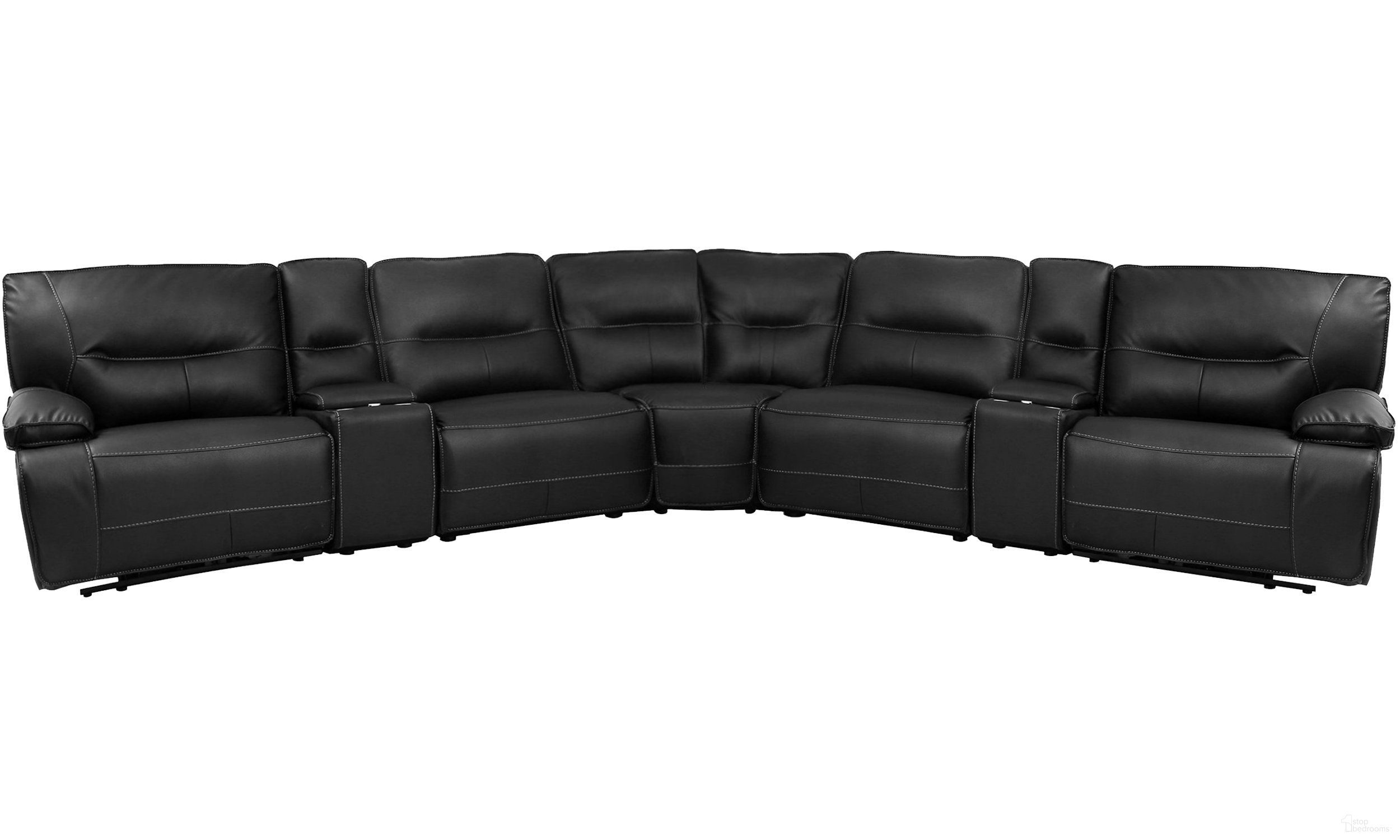 The appearance of Spartacus 7 Piece Modular Power Reclining Sectional with Power Adjustable Headrests In Black designed by Parker House in the modern / contemporary interior design. This black piece of furniture was selected by 1StopBedrooms from Spartacus Collection to add a touch of cosiness and style into your home. Sku: MSPA#810-BLC;MSPA#811LPH-BLC;MSPA#811RPH-BLC;MSPA#840-BLC;MSPA#850-BLC;MSPA#860-BLC;MSPA#860-BLC. Material: Leather. Layout: L-Shape.