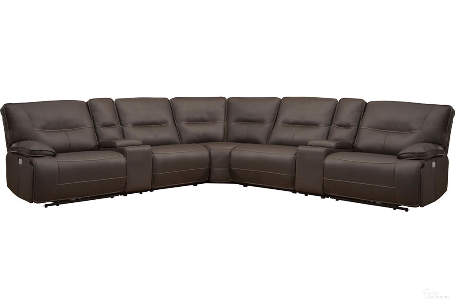 Spartacus 7 Piece Modular Power Reclining Sectional with Power Adjustable Headrests In Chocolate
