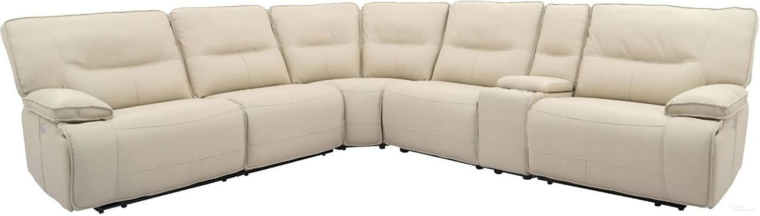 Spartacus Oyster 6 Piece Modular Power Reclining Sectional With Power Headrests And Console With Usb Popup