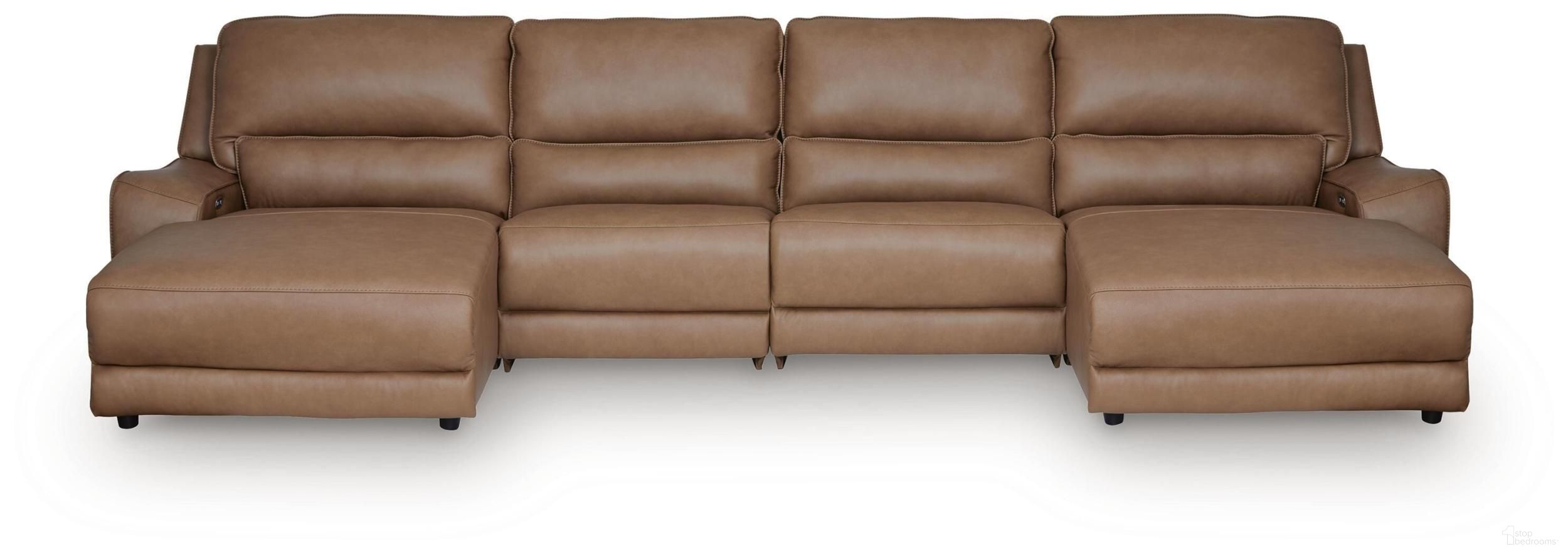 Spear Hill 4-Piece Power Reclining Sectional with Chaise In Caramel