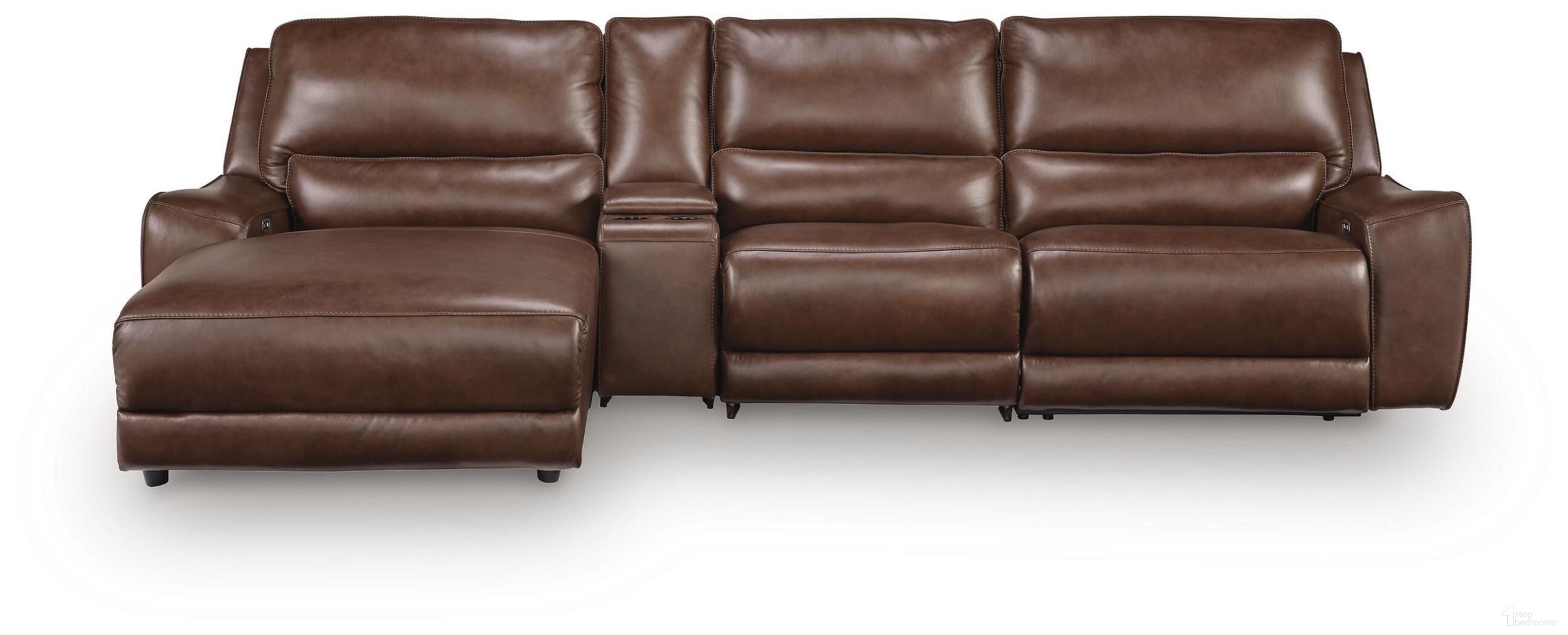 Spear Hill 4-Piece Reclining Sectional with LAF Chaise and Storage Console In Canyon