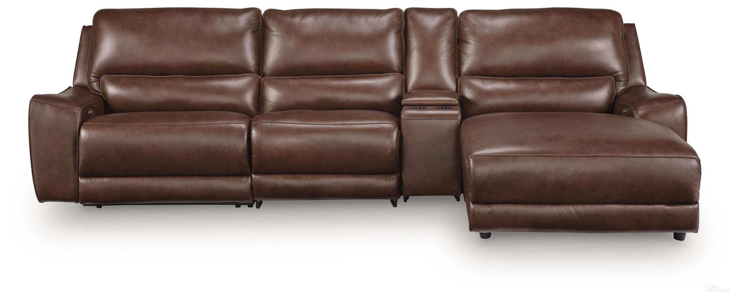 Spear Hill 4-Piece Reclining Sectional with RAF Chaise and Storage Console In Canyon