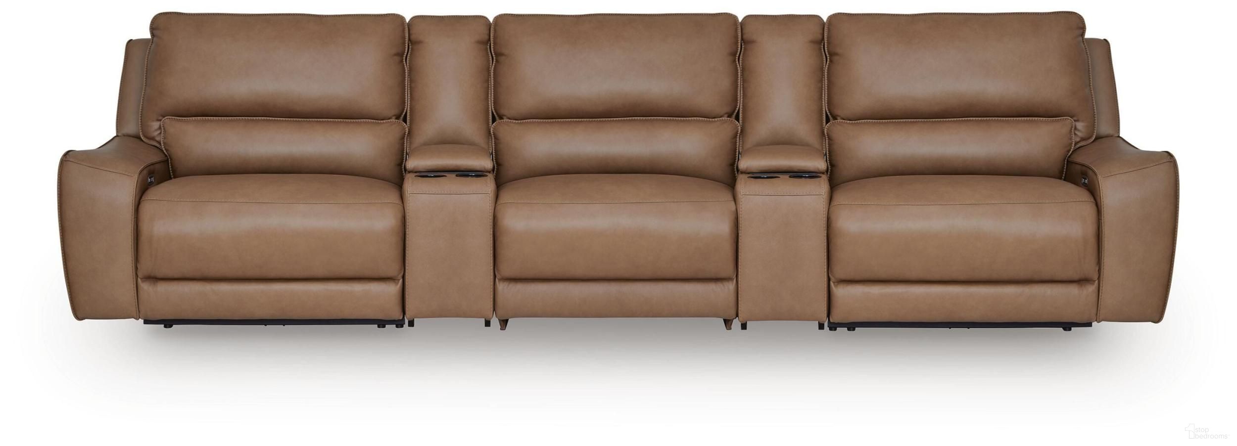 Spear Hill 5-Piece Power Reclining Sectional In Caramel