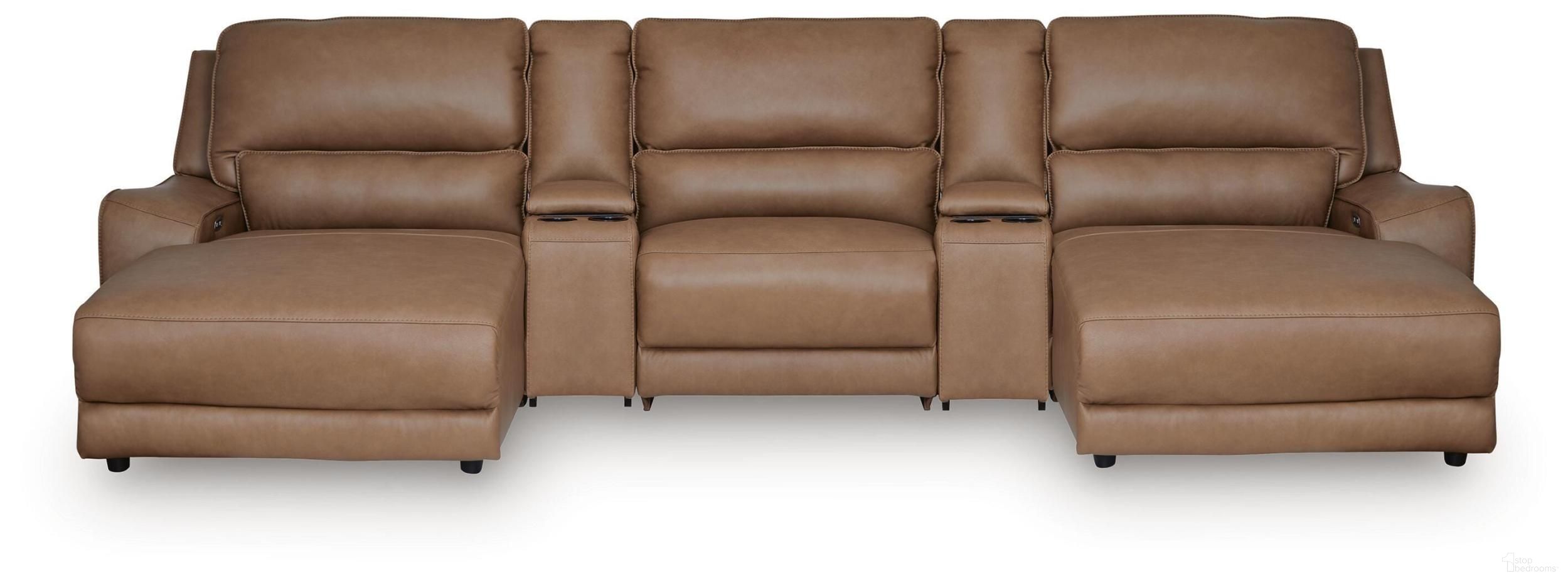 Spear Hill 5-Piece Power Reclining Sectional with Chaise In Caramel