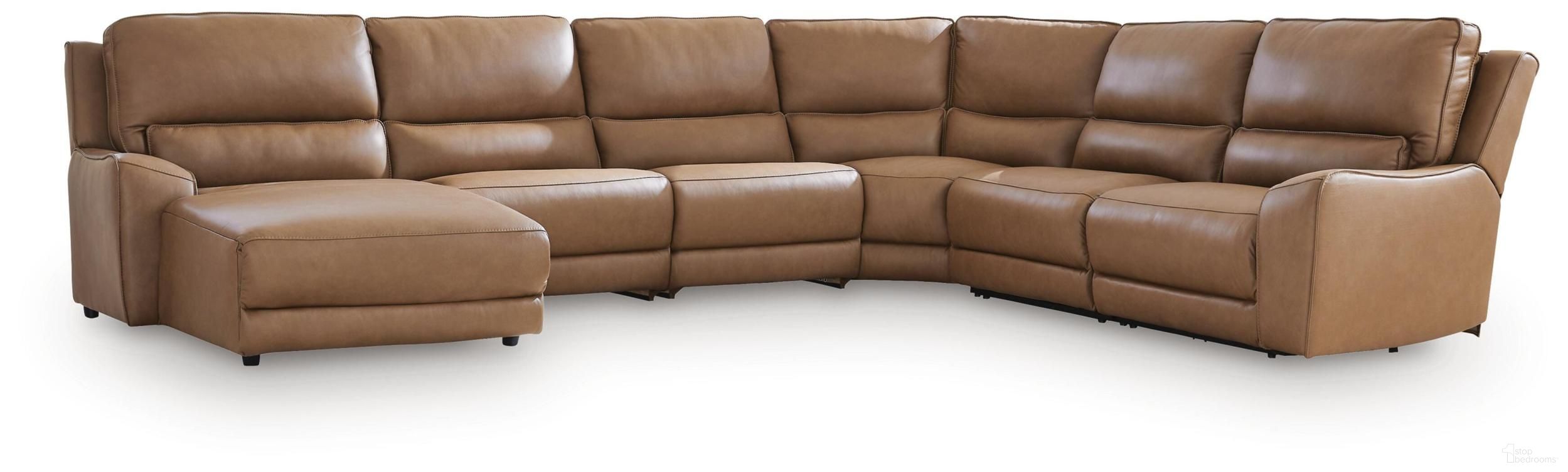 Spear Hill 6-Piece Reclining Sectional with LAF Chaise In Caramel