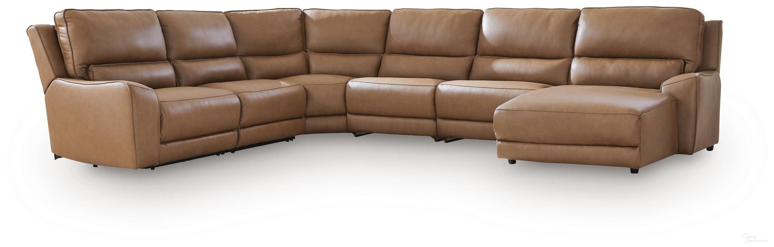 Spear Hill 6-Piece Reclining Sectional with RAF Chaise In Caramel